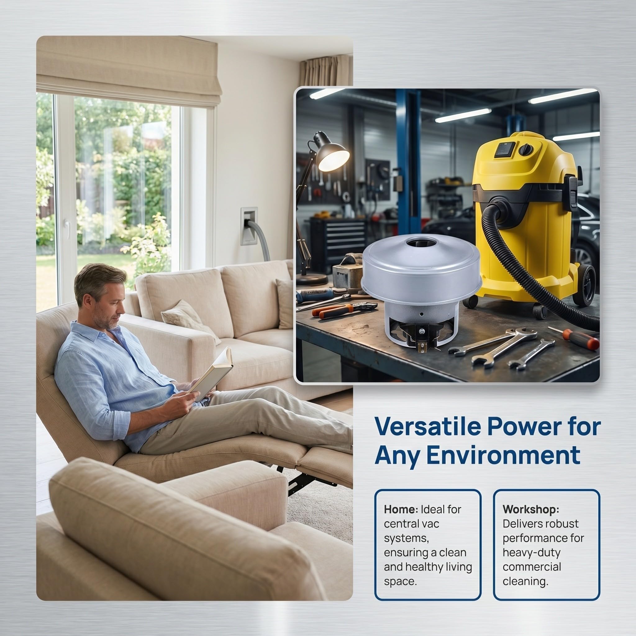 Motor de Aspiración 1200w para Aspiradora de Agua, Motor de Hierro con Succión Potente y Seguridad para Equipos de Limpieza Industrial y Residencial