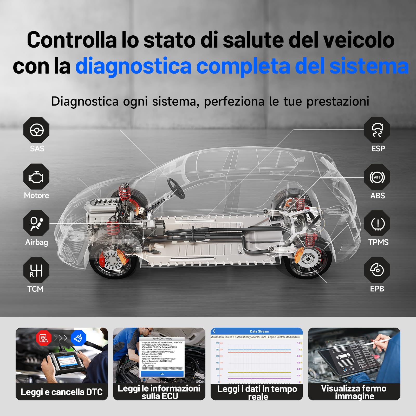 TOPDON ArtiDiag EU, Diagnostic Multimarca Completo per BMW/Benz/VAG, Scanner Bidirezionale, Codifica ECU Online, Tutti i Servizi di Manutenzione, Aggiornamenti Gratuiti a Vita