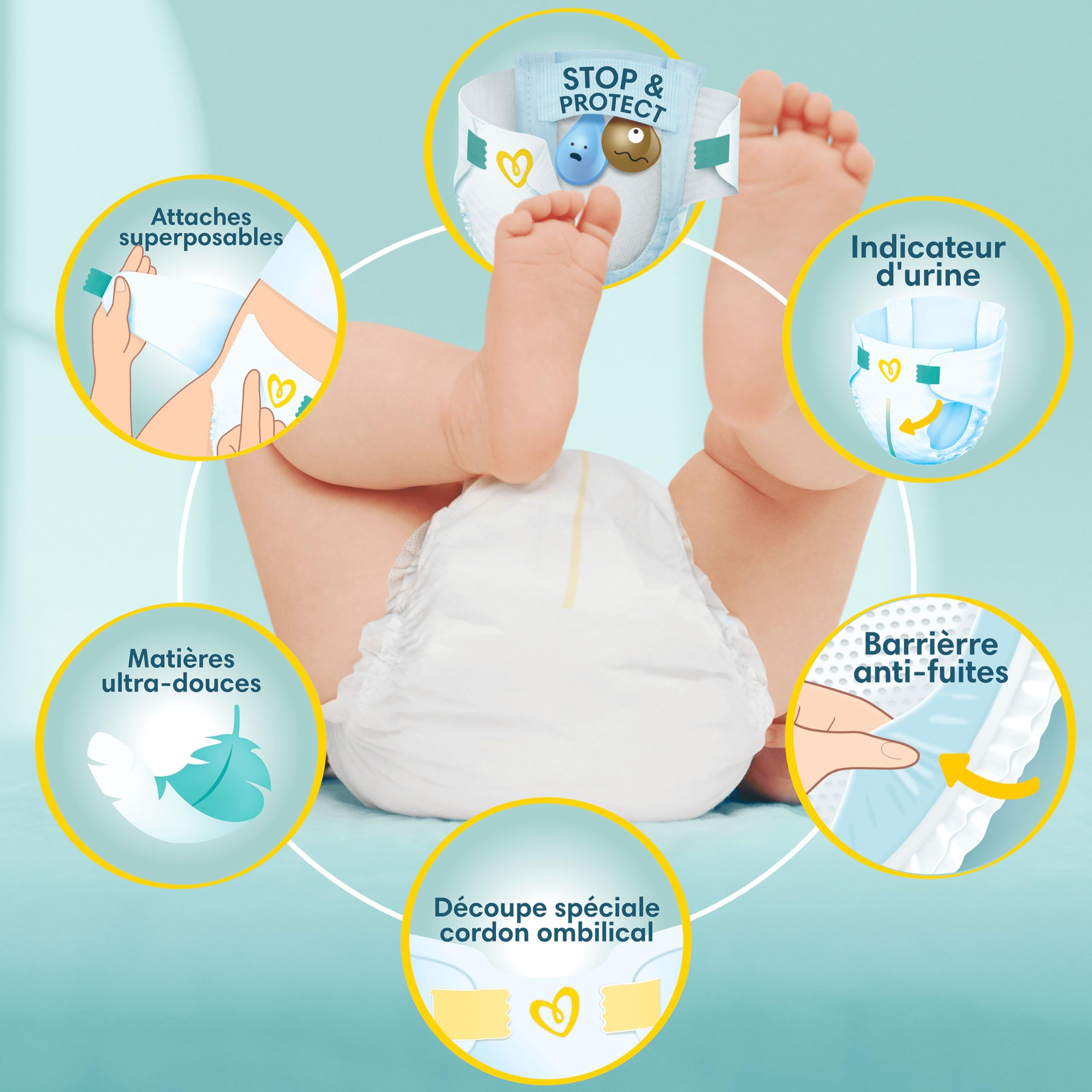 Pampers Premium Protection Taille 1 180 Couches 2-5kg Double Protection