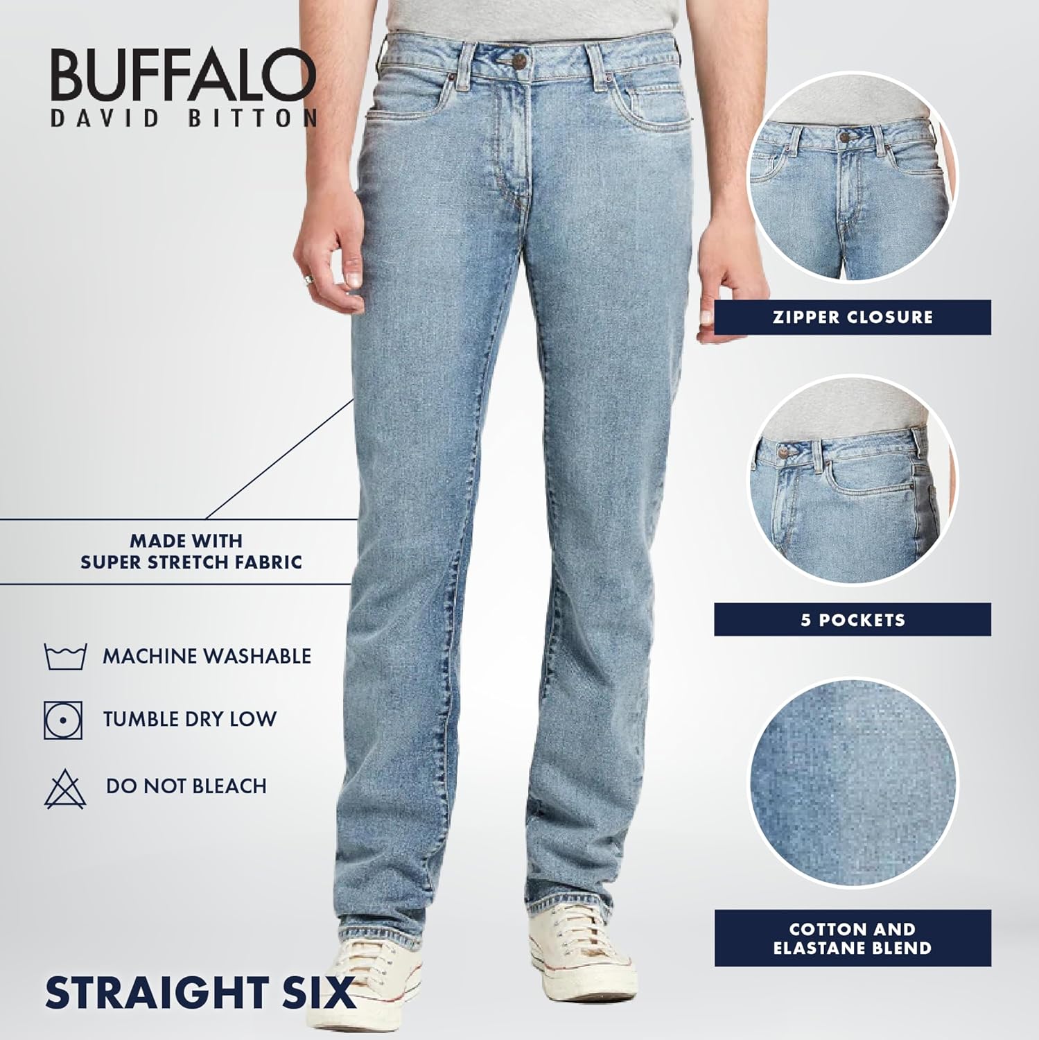 Buffalo David Bitton Men's Straight Six Jeans, Veined and Crinkled - Image 5