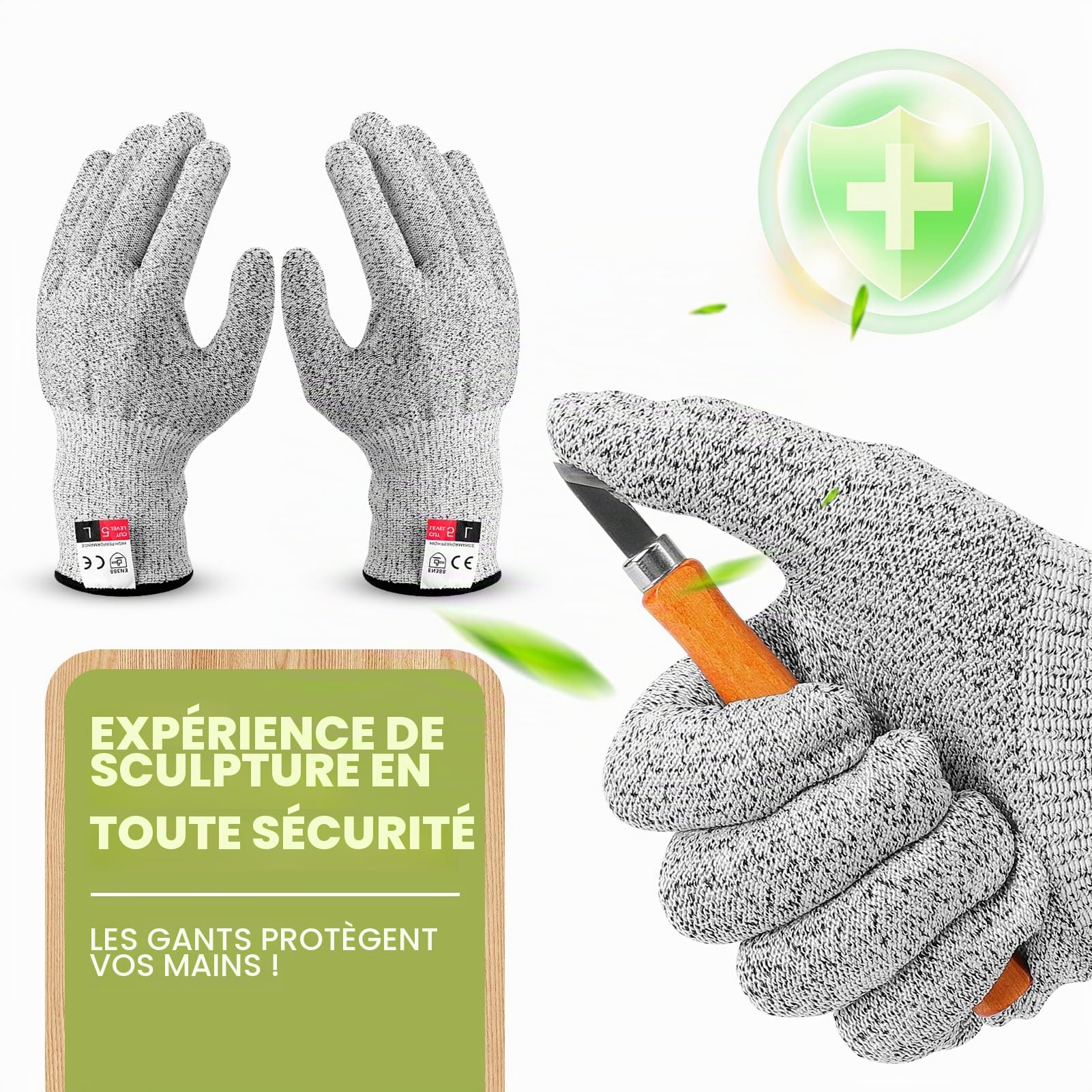EOJDDPA Kit de Sculpture sur Bois pour Enfants : Ensemble de 12 Pièces avec Gants - Couteau de Sculpture pour Enfants dès 8 Ans - Incl. Guide & Bois de Tilleul - Créatif et Sécurisé