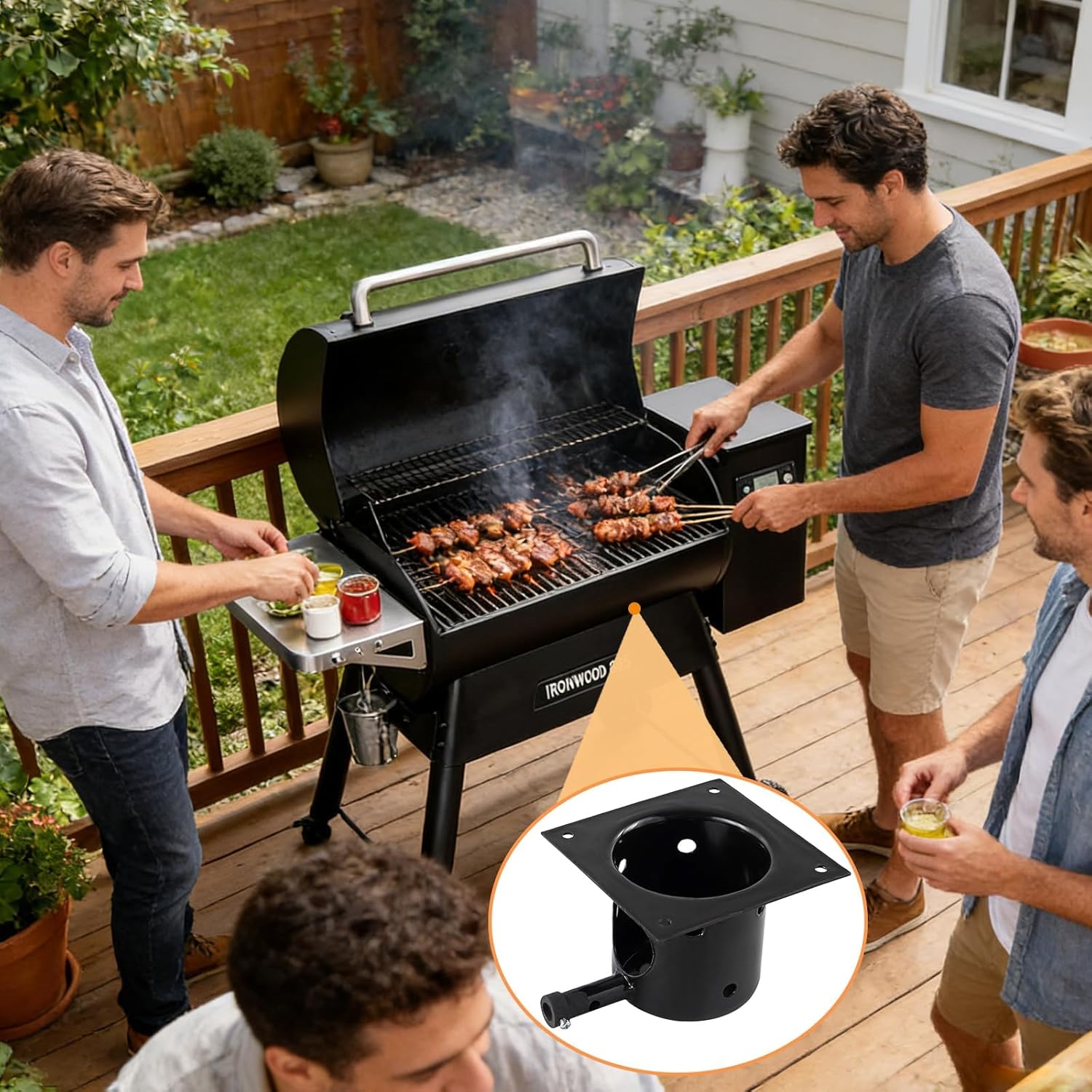 74254 Fire Burn Pot for Austin XL Pit Boss Parts,Pit Boss Pro SER 820-PS1 (Lowes),Traeger Fire Pot Replacement Traeger Ironwood 885, for Traeger,Most Pit Boss & Camp Chef Pellet Grills,Porcelain Steel