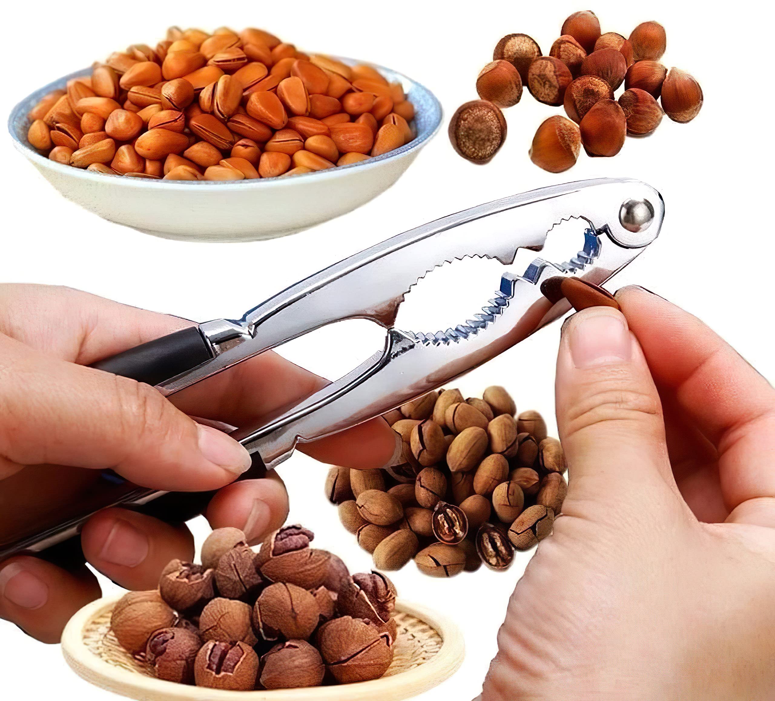 Nutcrackers, Stainless Steel Heavy Duty Nut Crackers With Non-Slip