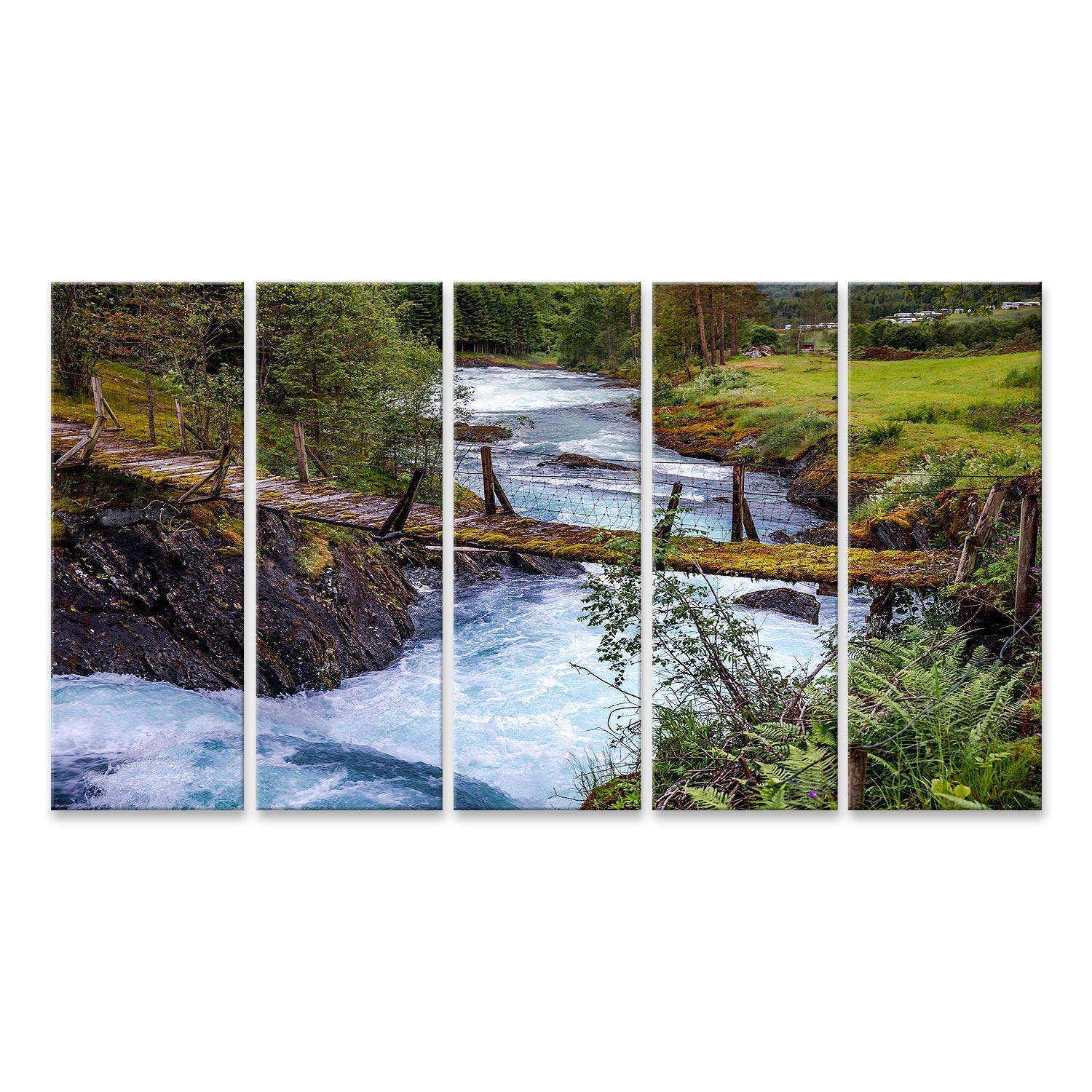 islandburner cuadro sobre lienzo puente colgante sobre la montaña río hermosa naturaleza noruega paisajes naturales imágenes murales carteles