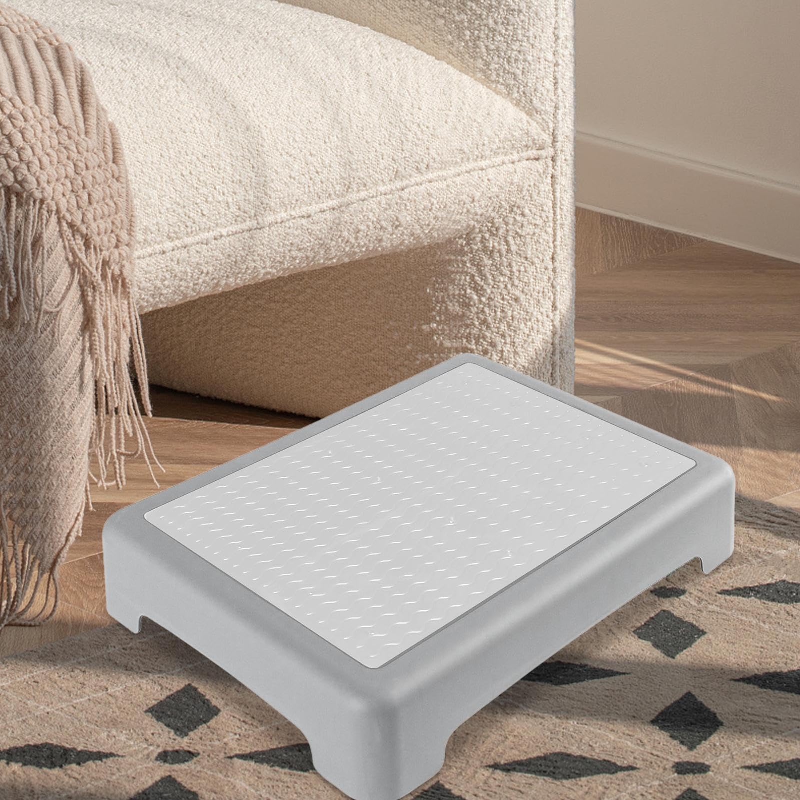 Tritt Hocker für Senioren & Kinder - Rutschfester Tritthocker für Bad Dusche Küche & Bettseite - Sicherer Schritt-Hocker für Zuhause Anti-Rutsch Design