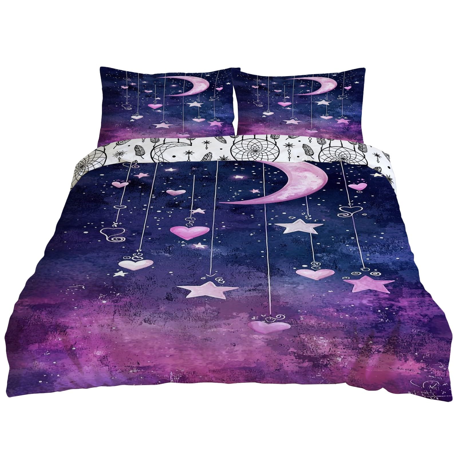 Housse de couette grand 240x220 cm microfibre attrape-rêves violet avec 2 taies