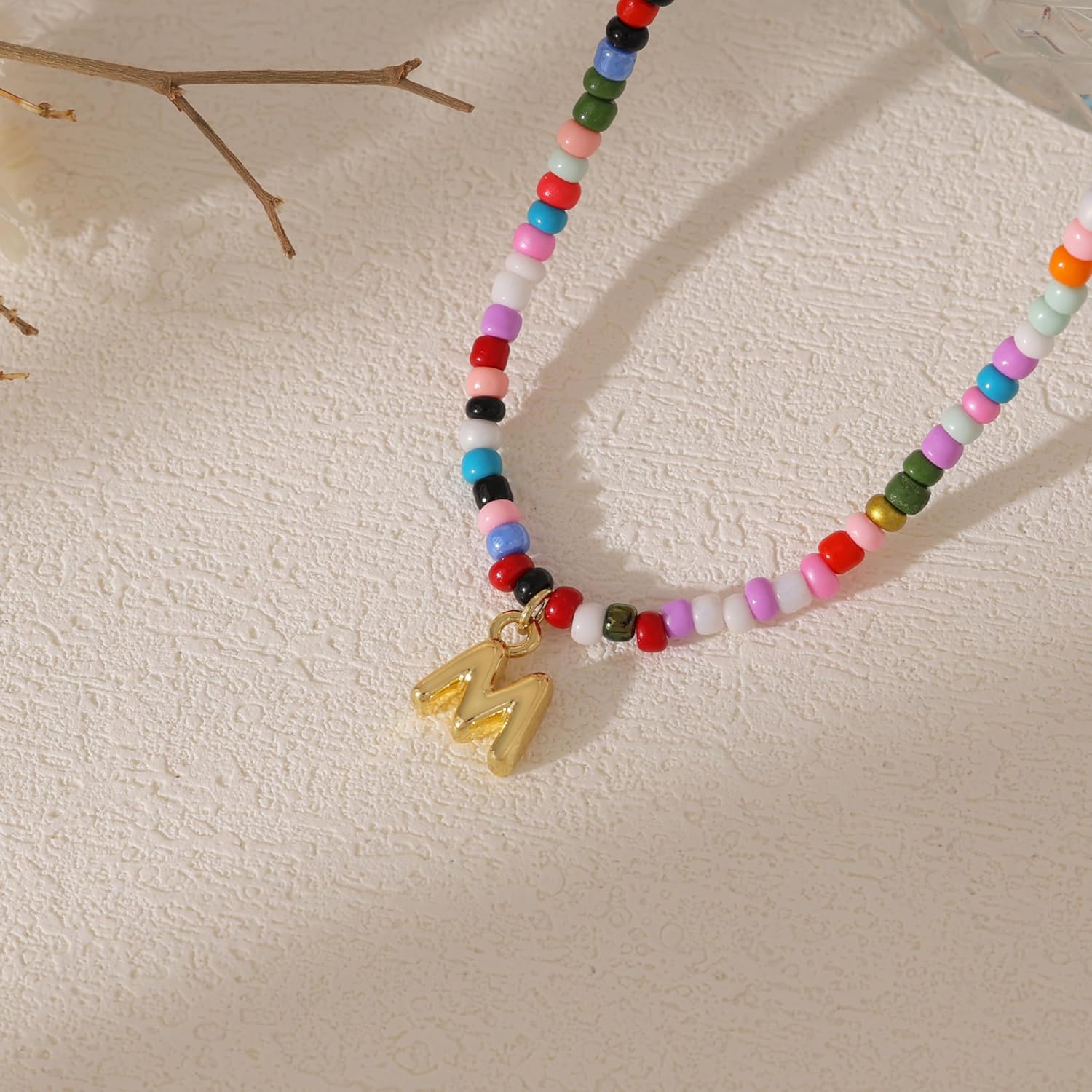 Colorful Initial Necklaces for Women, Cute Gold Bubble Letter Necklace 14K Gold Plated Beaded Initial Choker Necklaces for Women Trendy Simple Personalized Name Necklace Fashion Womens Jewelry - Image 5