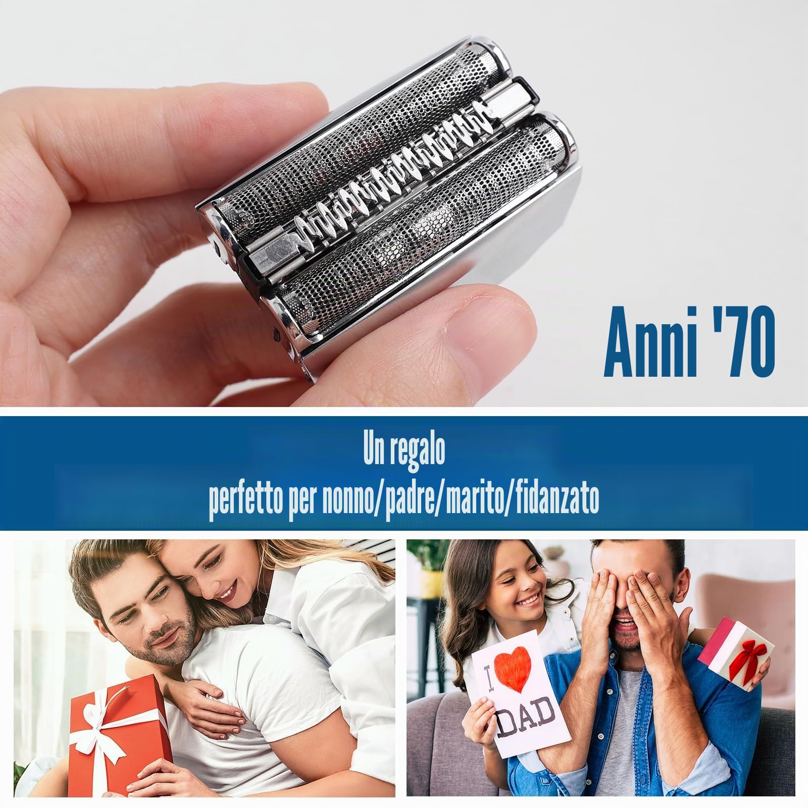 Testina di ricambio per rasoio serie 7, serie 70S, compatibile con serie 7, 720 cc, 730 cc, 735s, 750 cc, 760 cc, 790 cc (argento 70S, confezione da 3