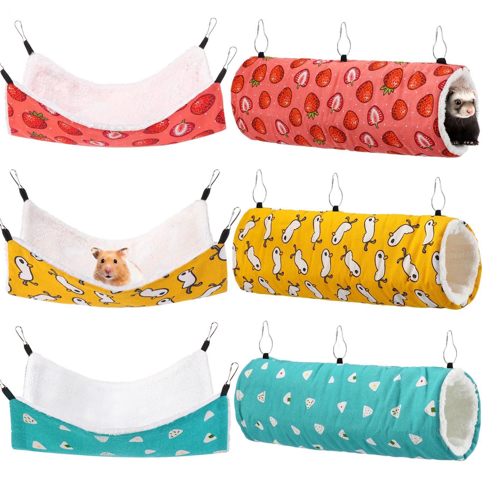 Abbylike Amaca da appendere per topi, porcellini d'India, furetti, furetti, tunnel e tubi per piccoli animali domestici, aliante, giocattolo per porcellini d'India, furetti, accessori per gabbia