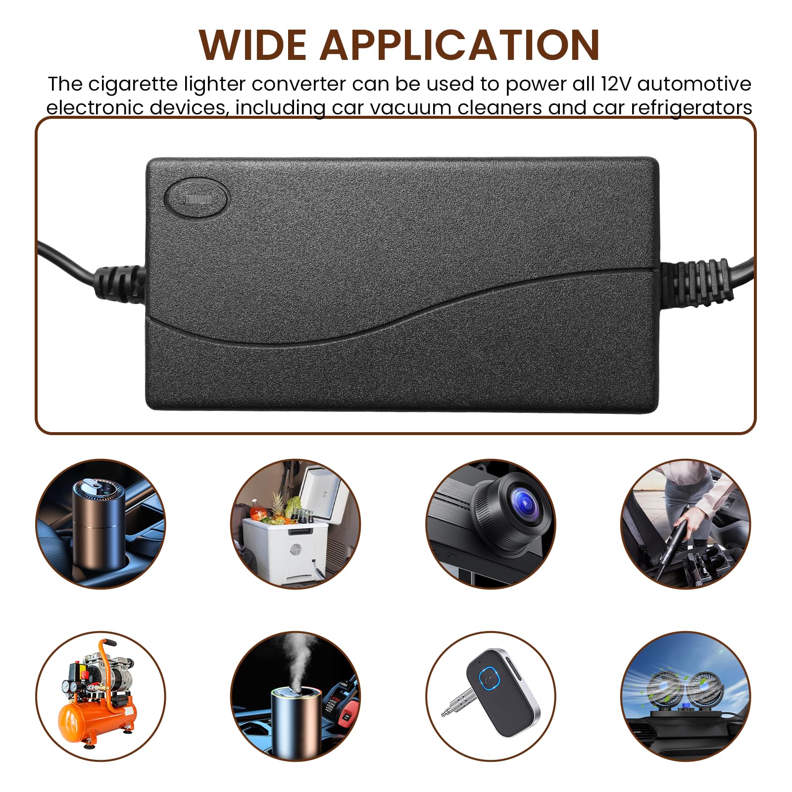 2 adattatori AC a DC Converter 220 V a 12 V, 5 A, adattatore di alimentazione per accendisigari per auto, frigorifero aspirapolvere