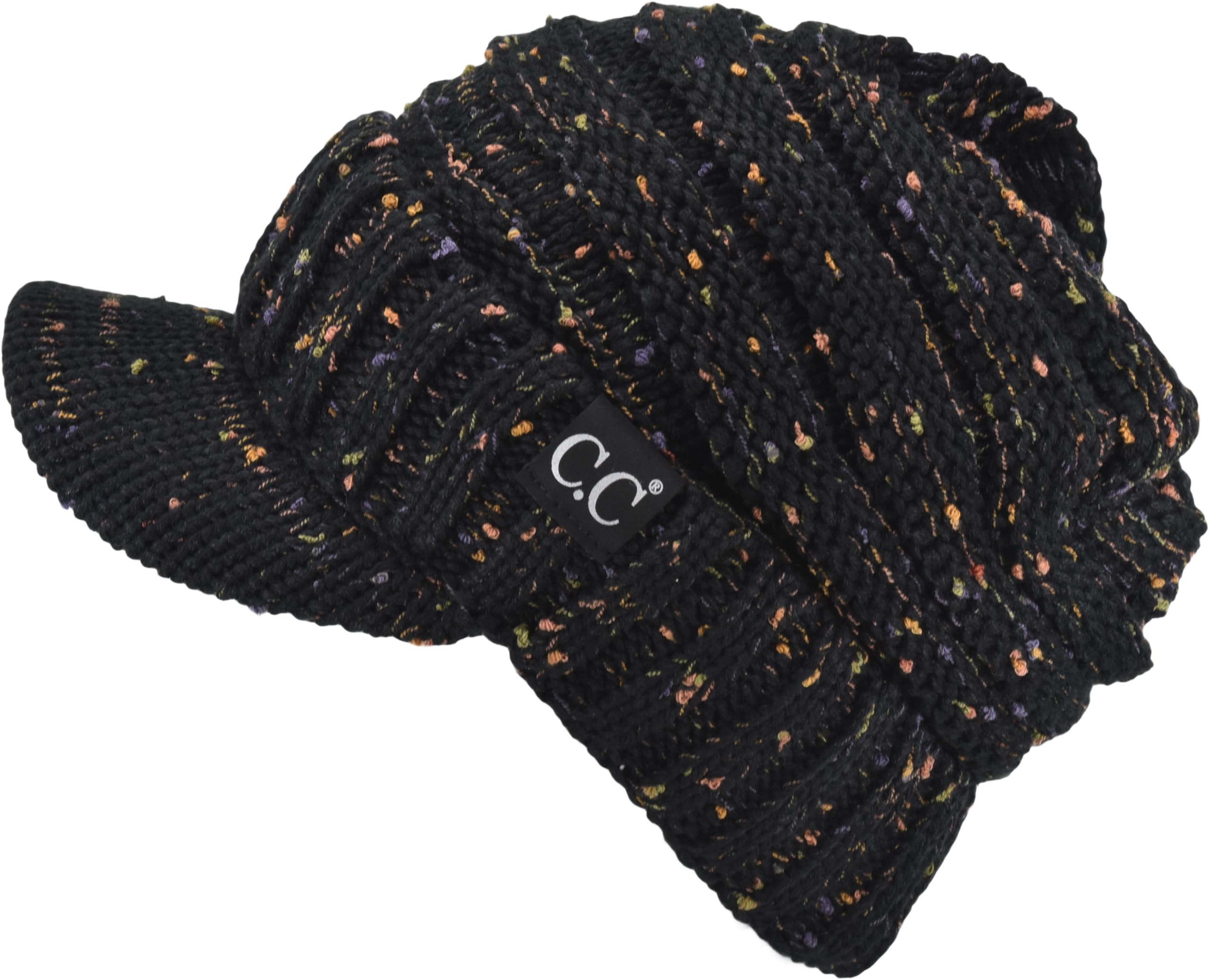 C.C Trendy Warm Oversized Chunky Soft Oversized Ribbed Slouchy Knit Hat with Visor Brim