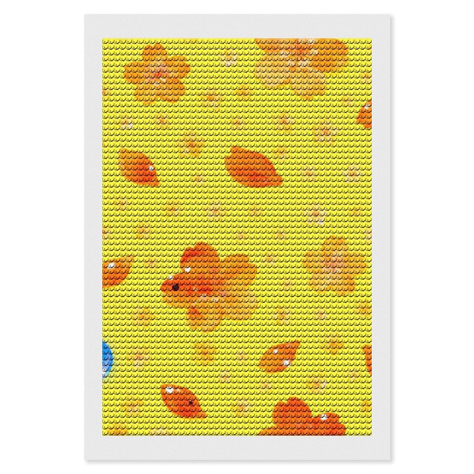 DWVTSLH Bright Yellow Fish Diamond Painting Kits for Adults, Personalized Diamond Photo Art Full Drill, DIY 5D Diamond Art Painting Kits for Beginners, Home Wall Decor 8"x12"