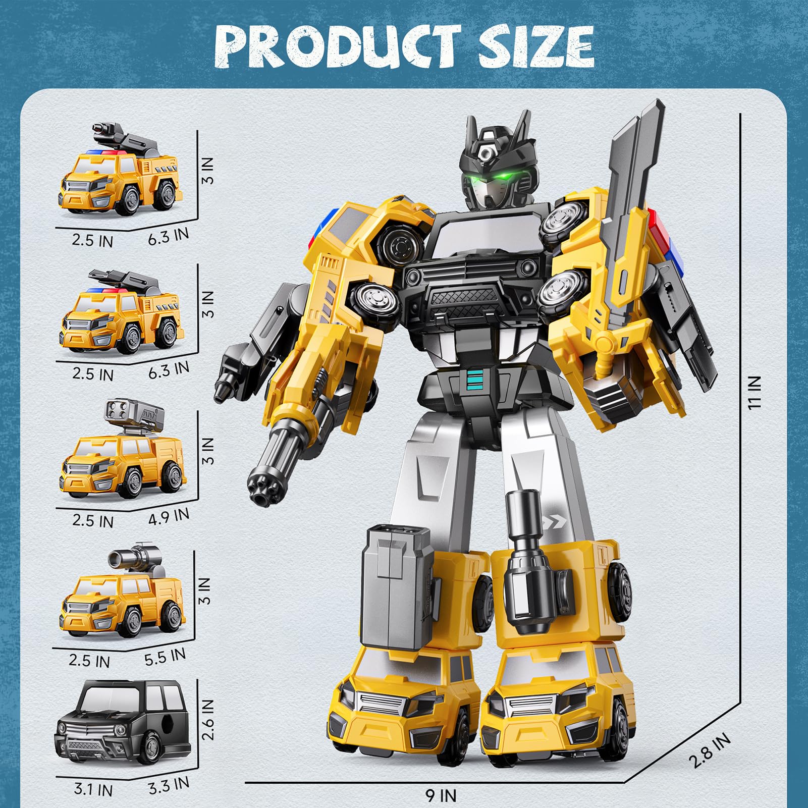 5 en 1 Robot Transform Jouet 5 6 Ans Garçon,Transforming Voiture Cadeau Garcon 5 6 7 Ans,STEM Camion Jouet Enfant 3 4 5 6 7 8 Ans Garçon