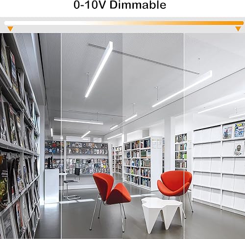 Miniatura 3 de Hykolity Luz lineal LED enlazable de 8 pies, 80W 9200lm 3000K4000K5000K CCT seleccionable, 0-10V regulable LED arquitectónico suspensión lámpara de