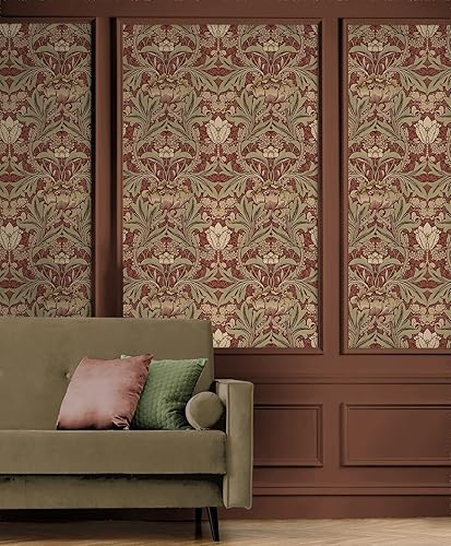 Miniatura 2 de NextWall Papel tapiz floral de Acanthus (arcilla roja y liquen)