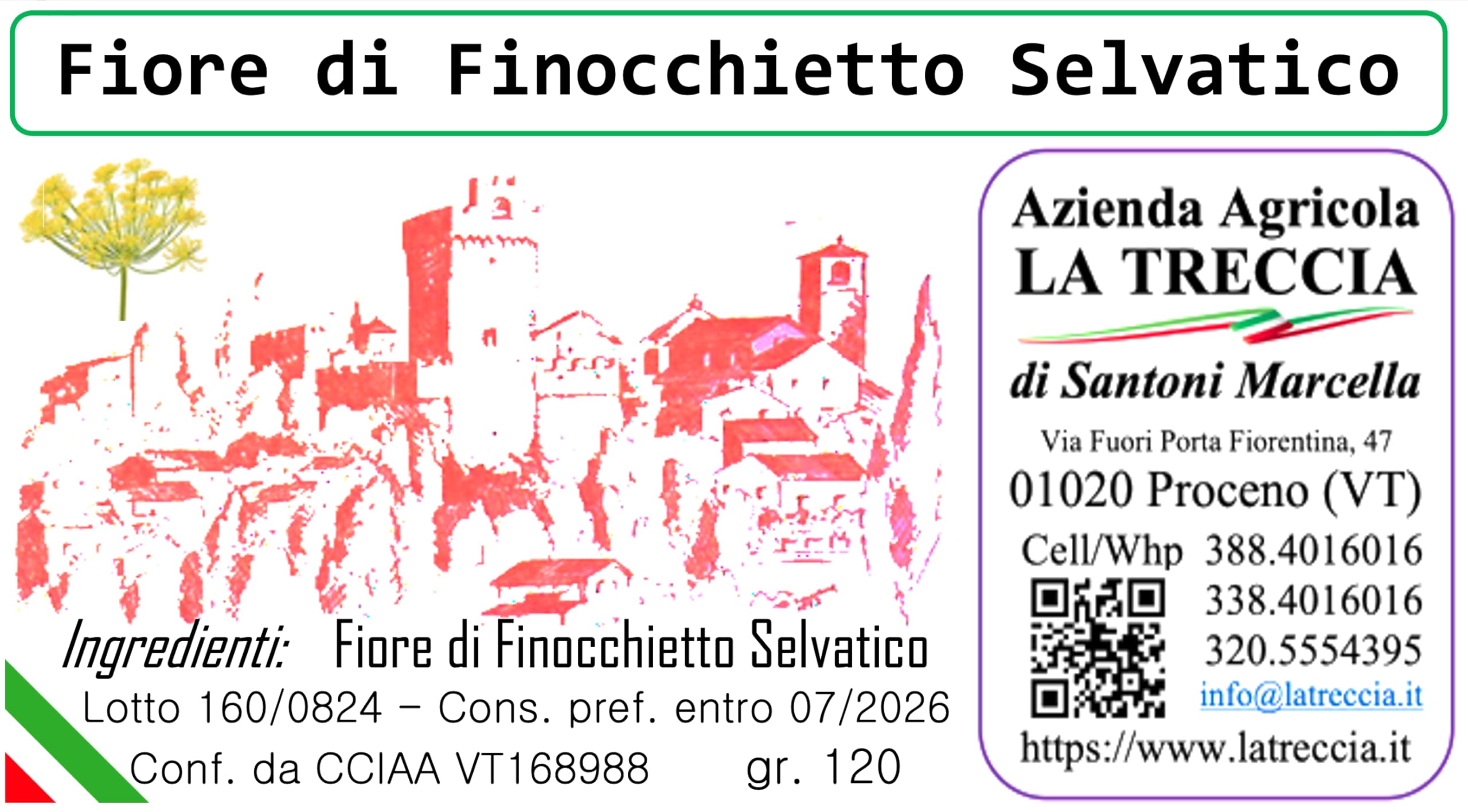 Fiore di Finocchietto Selvatico - 2 conf. da 120gr - Nostra Produzione - Lazio - Italia