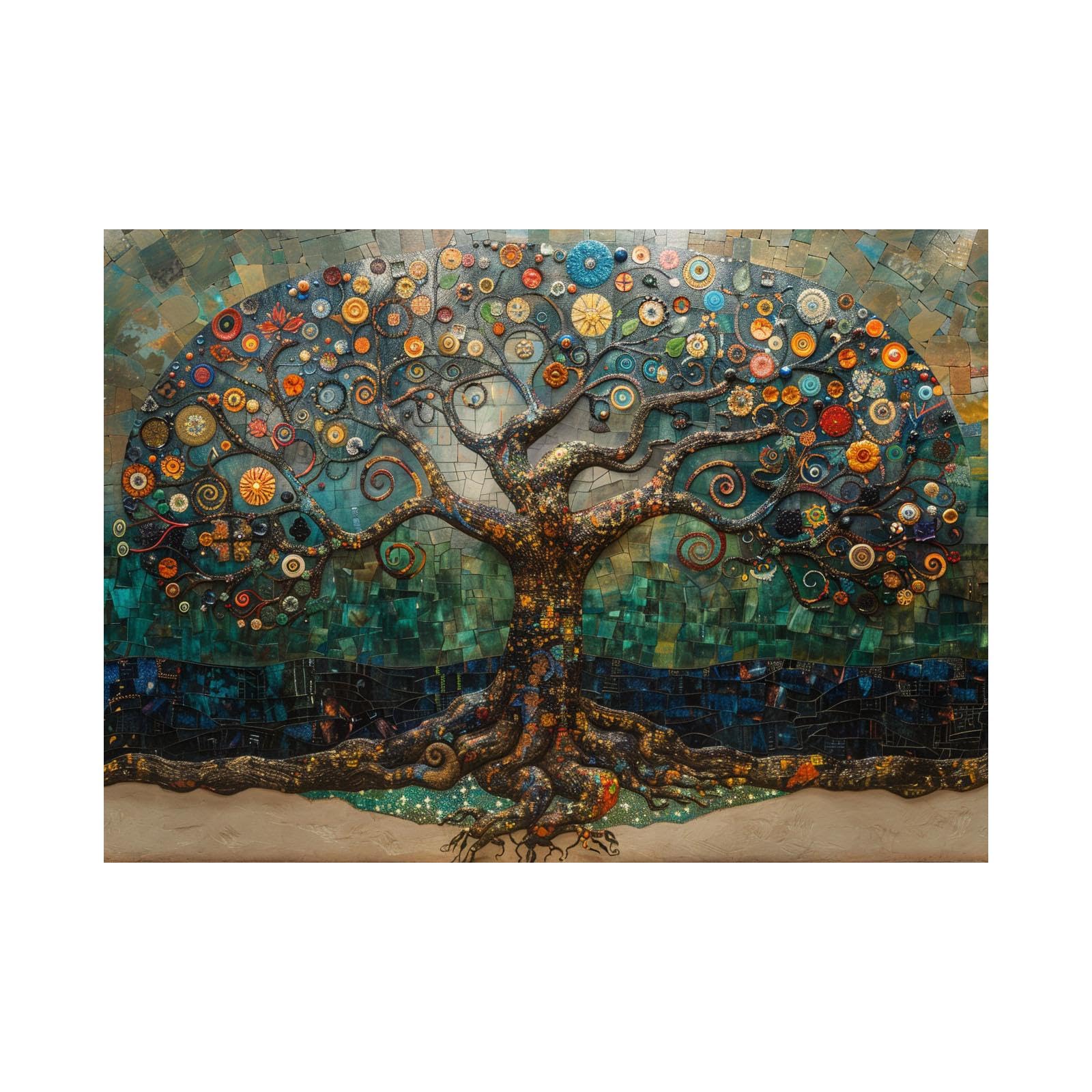 TZKRWRH Abstract Tree Painting Pictures Nature, Abstract Tree of Life Style 69 Home Selections Wall Canvas Reproductions Modern Prints Artwork Pictures on Canvas - 80x120cm Unframed(Camel)