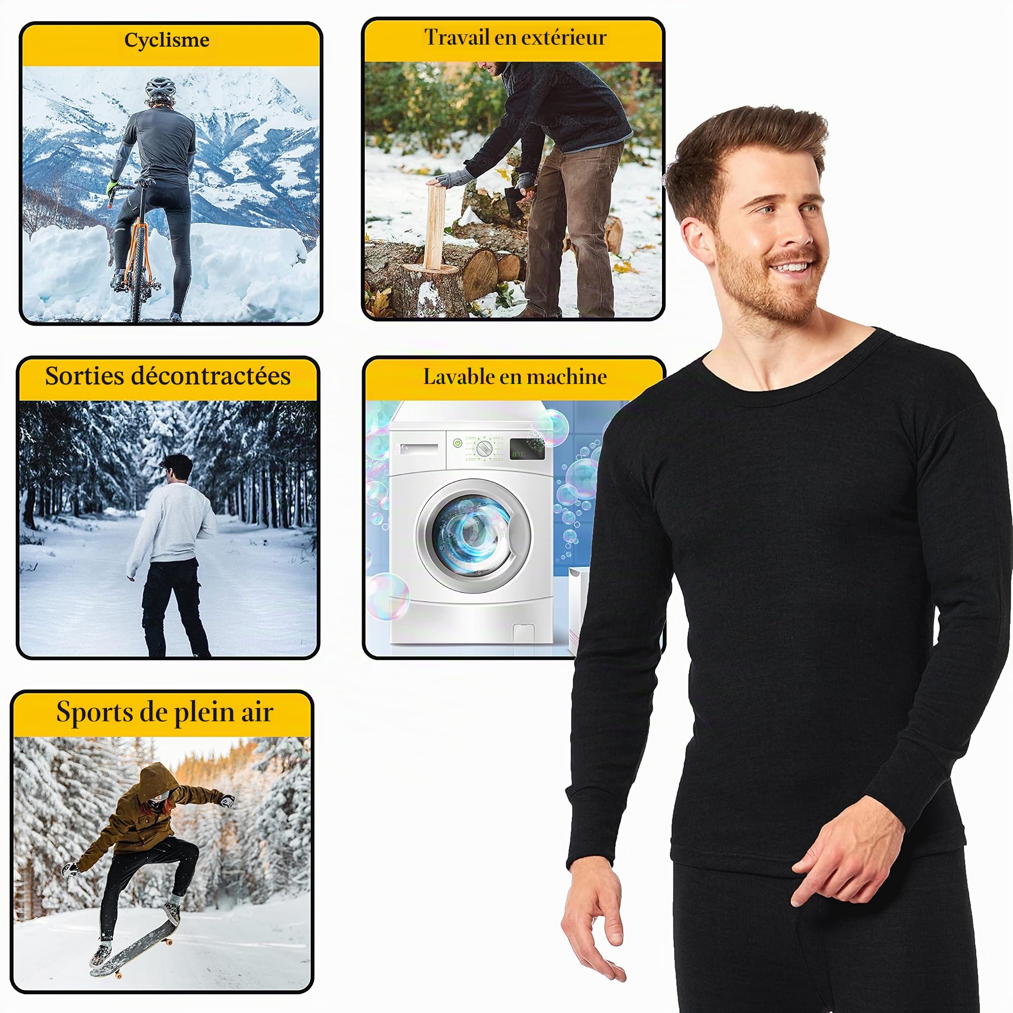 Heatwave® Lot de 2 hauts thermiques à manches longues pour homme