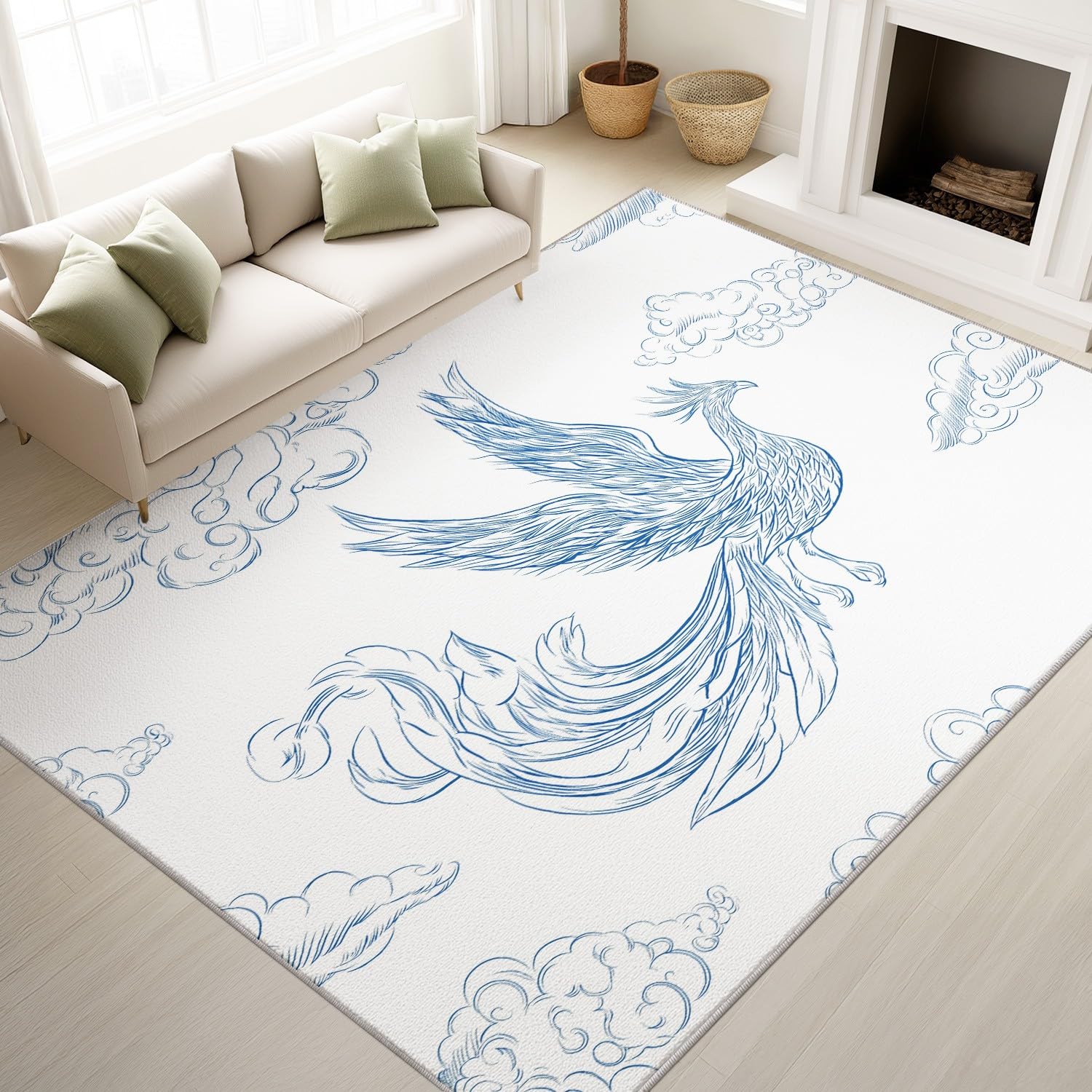 Tapis chambre enfant phénix blanc 180x270 doux et lavable