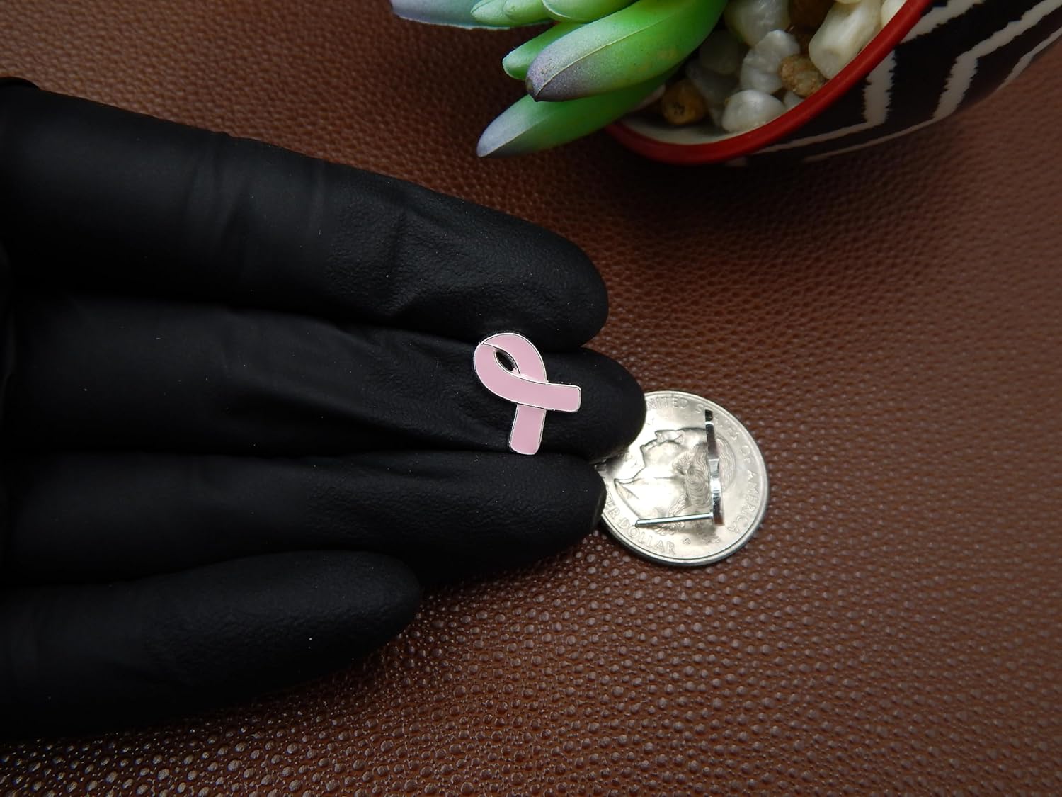 ICYROSE 925 solid sterling silver Awareness Pink Breast Cancer Ribbon Stud Earrings for cancer Survivor Support Jewelry (Nickel Free) - Image 4