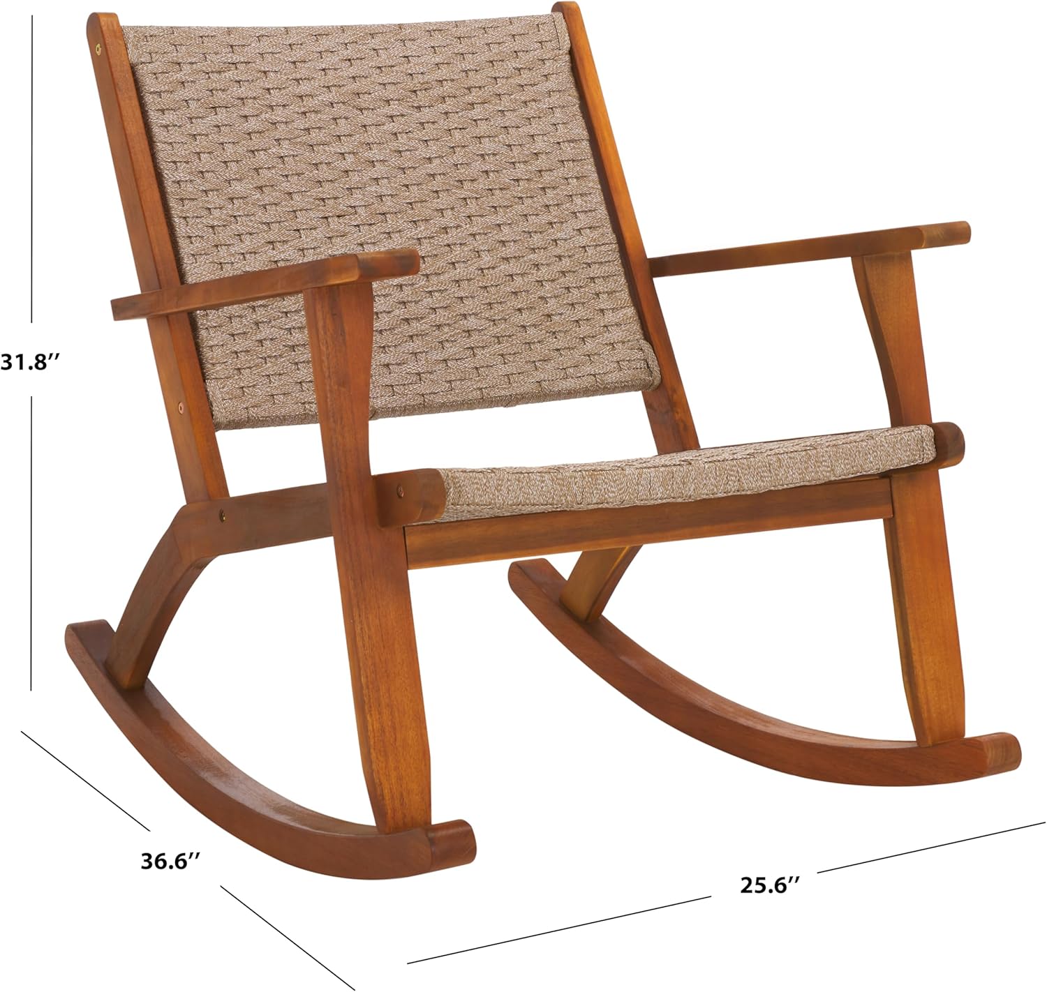 SAFAVIEH Outdoor Collection Daniel Natural Solid Wood Rocking Chair