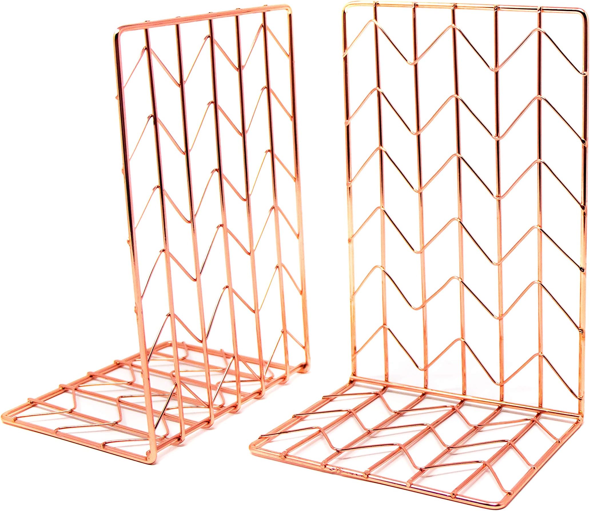 Elegant Rose Gold Bookends Pair 4.7x3.7x7 Premium Stainless Steel with Exquisite Look, Feel, Texture Book Ends. Fashion & Nobility for Shelves, Kitchen Cookbooks, Decorative for Adults & Kids