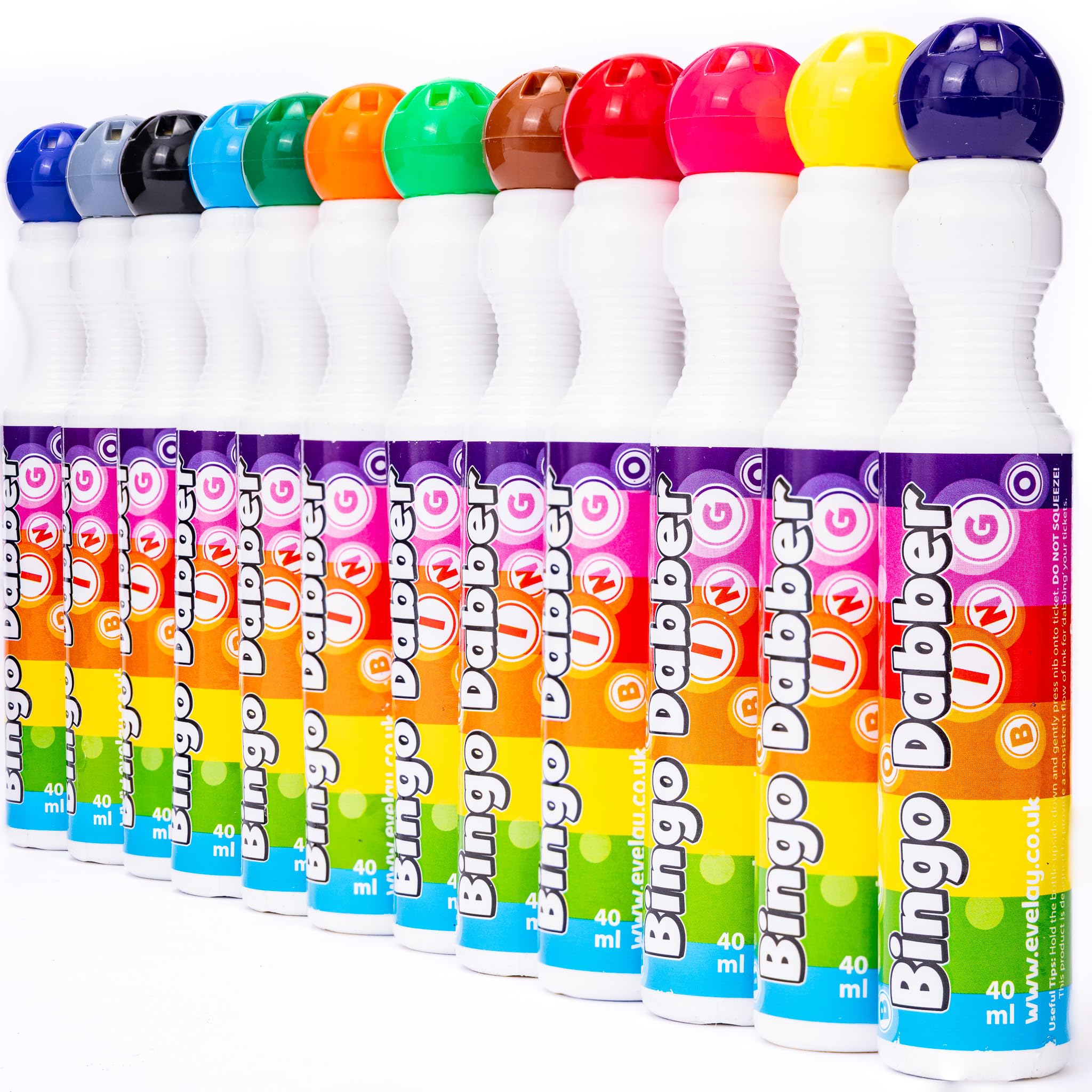 Bingo Dabbers Markers Mixed Colours Pens - 12 Pack - Assorted 40ml Each for Bingo Halls - Events and Family Games