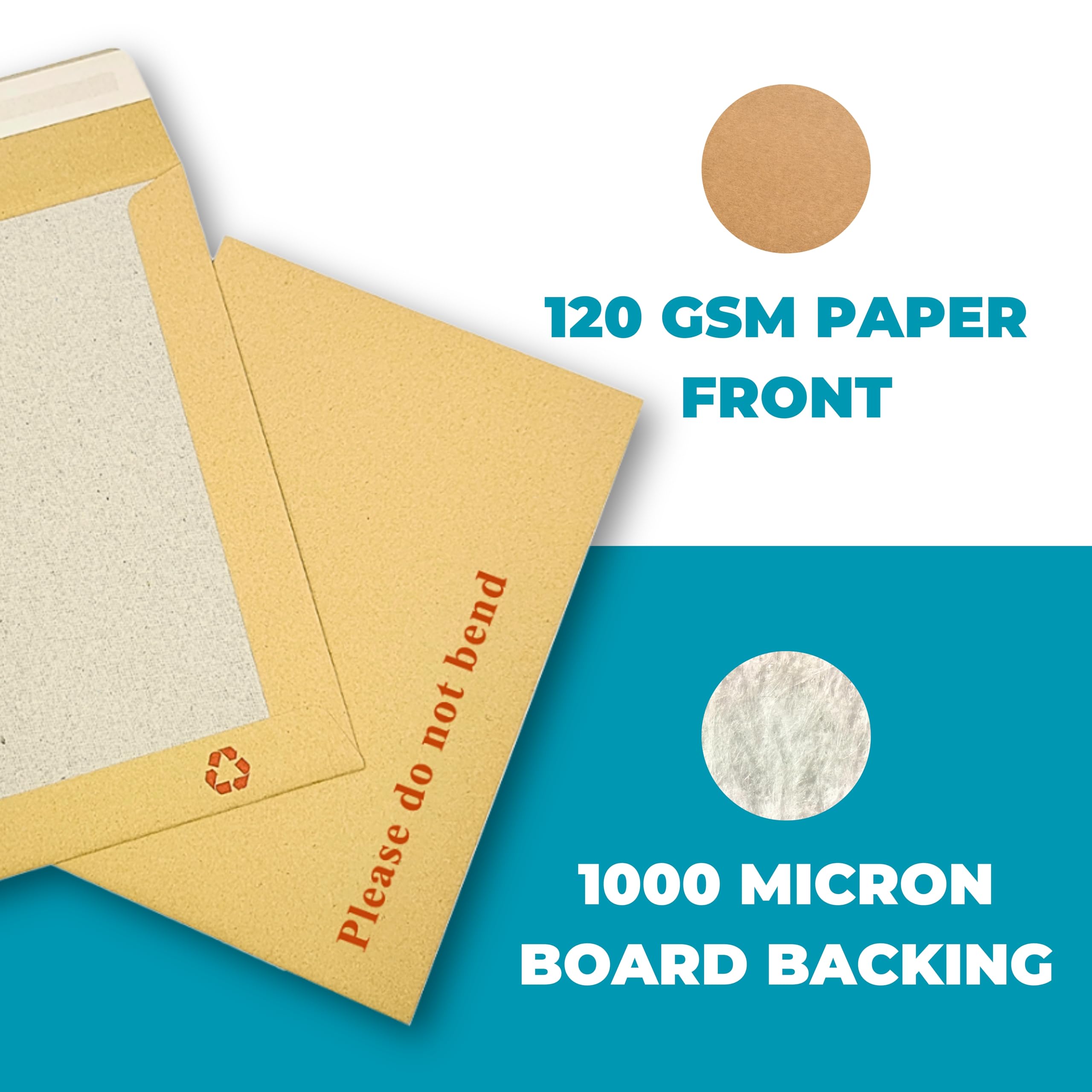 Lot De 50 Enveloppes Cartonnées A6 (162x114 Mm) – Dos Rigide 1000 Microns, Fermeture Autocollante, Pré-imprimées « Ne Pas Plier »