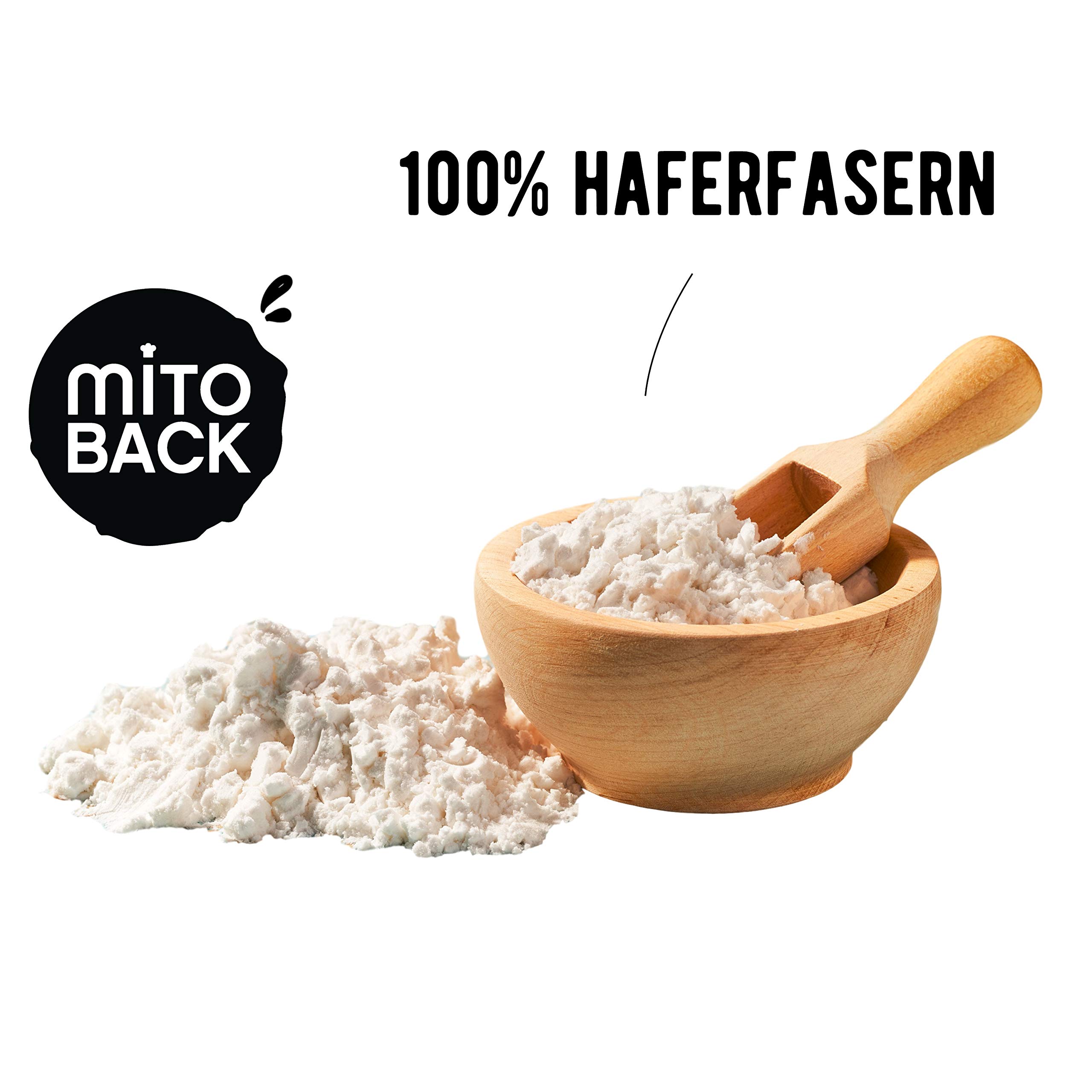 MITOBACK - Haferfaser zum Backen in 2 x 350 g Packung - Haferfasern ideal für Brot & Backwaren - Hafer Fasern für eine perfekte Textur (Lower Carb, Ballaststoffreich, Vegan, Glutenfrei, Kalorienarm)
