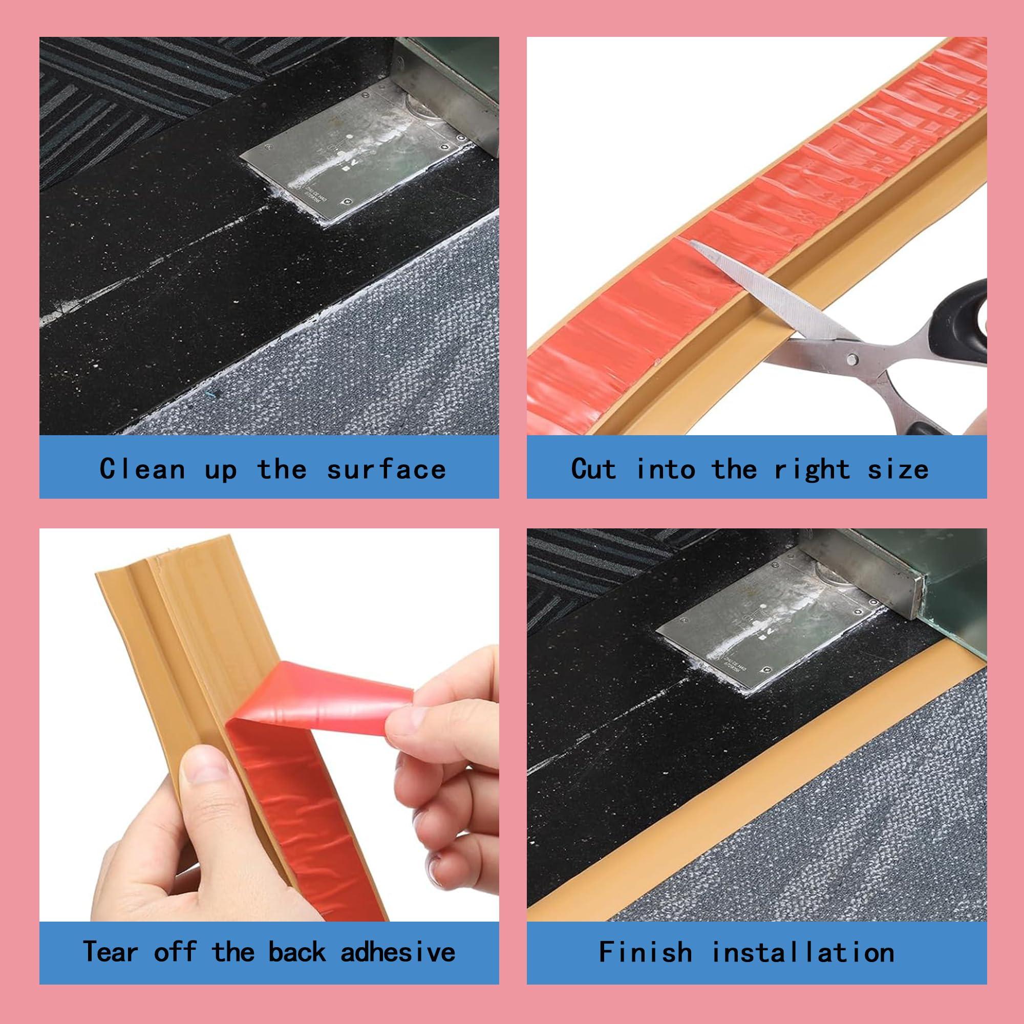 Perfil de Transición para Suelo, Perfil Transición Suelo Desnivel de, PVC Tapajuntas Suelo Adhesivo (Negro, 10mm x 1m)