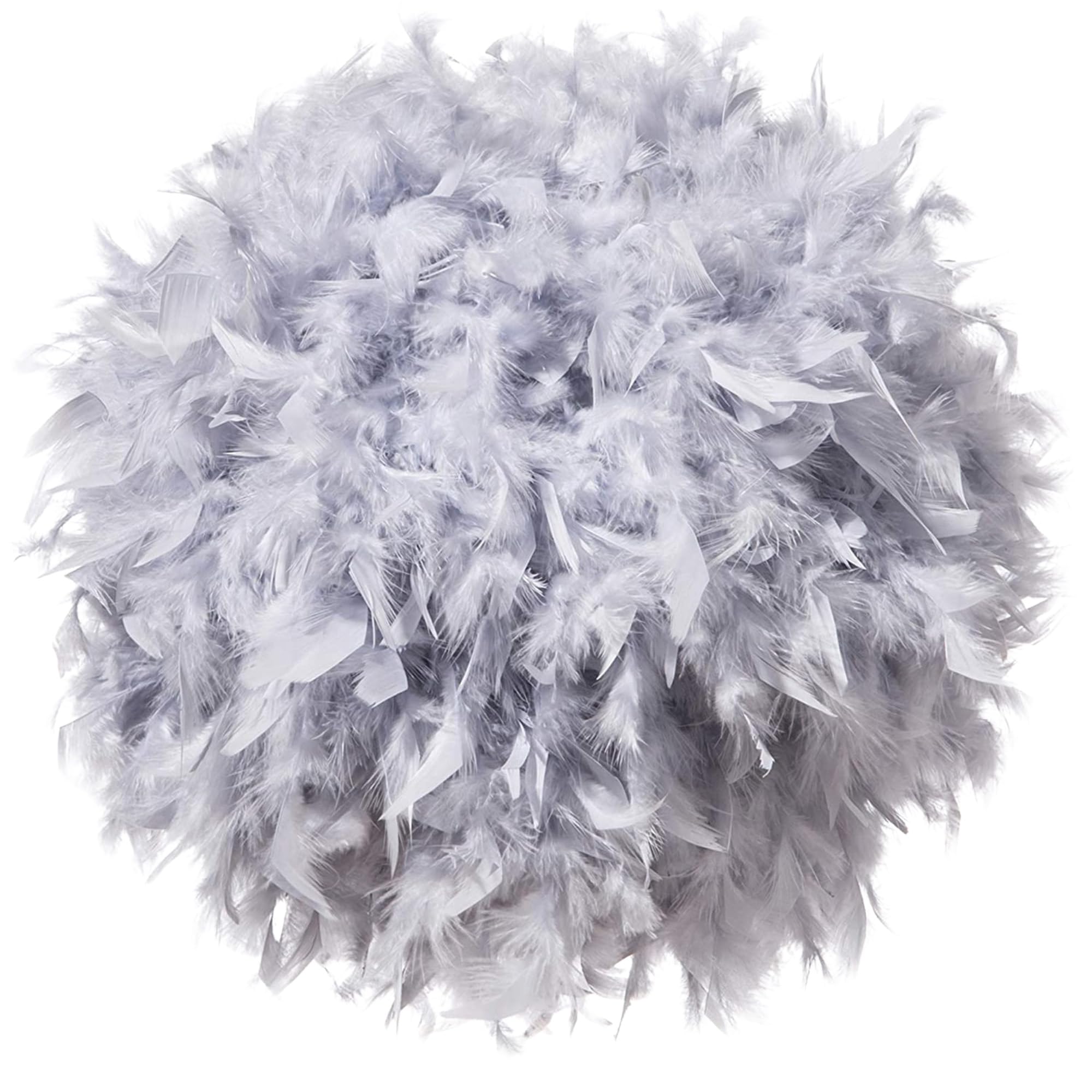 Waneway 40cm Sombra de Plumas Ligera para Lámpara de Techo, Sombra para Lámpara de Mesa o Pie, Dormitorio, Sala, Boda o Decoración, ID 30 cm, OD 40 cm, Gris