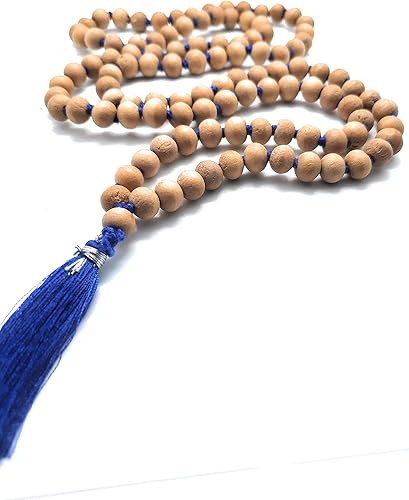 Miniatura 10 de Cuentas de sándalo Mala de 108 + 1 0.315 in, collar de Mala Japa Mala anudadas a mano, cuentas de oración tibetana, cuentas de meditación, collar de