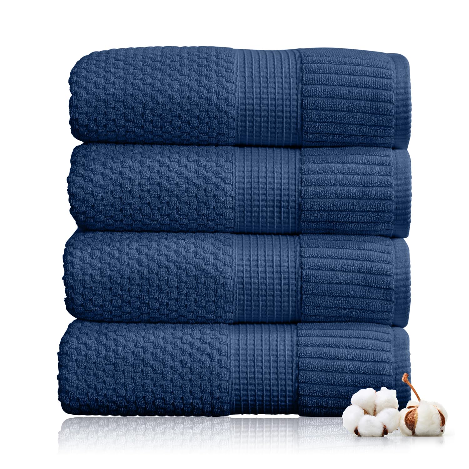 NY Loft 100% Cotton 4 Pack Bath Towel Set