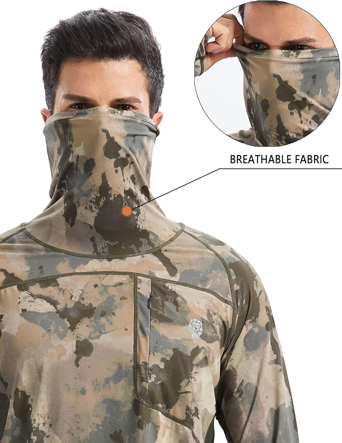 PIQIDIG Men's Sun Protection Hoodie Shirts UPF 50+ Long Sleeve Rash Guard Performance Athletic Running Hiking T-Shirt - Image 2