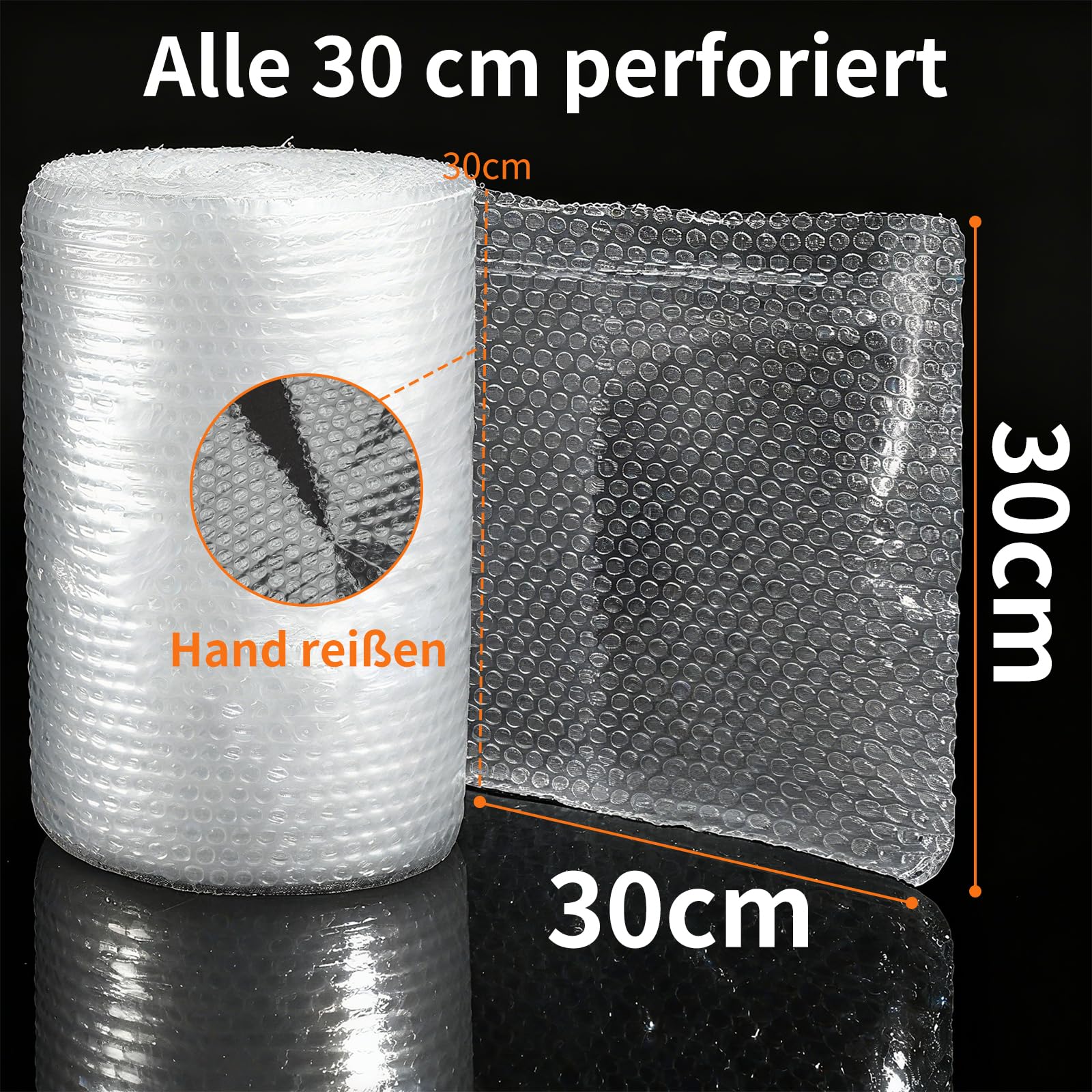 LUFTPOLSTERFOLIE luchtkussenfolie 50cm x 50m verpakking luchtkussen rol blisterfolie noppenfolie bekleding verhuizing knalfolie materiaal verzending transparant verhuizingfolie