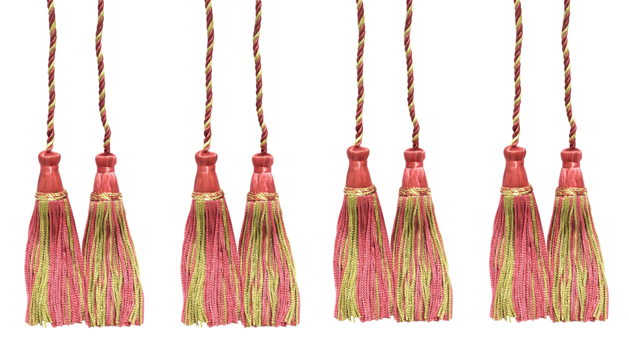 Alzapaños para cortinas con doble borla de 10 cm rosa pétalo para decoración de salones set de 4