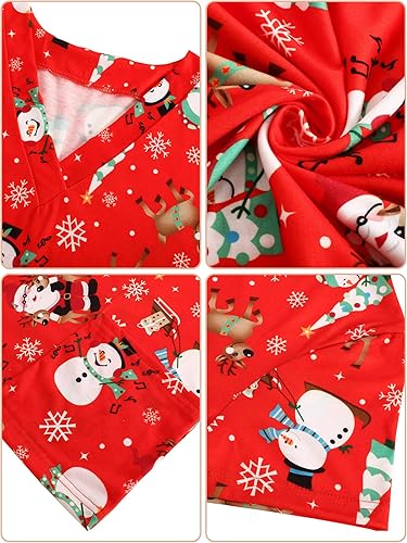 Miniatura 7 de SATINIOR Camisetas médicas navideñas para mujer, color rojo, con cuello navideño
