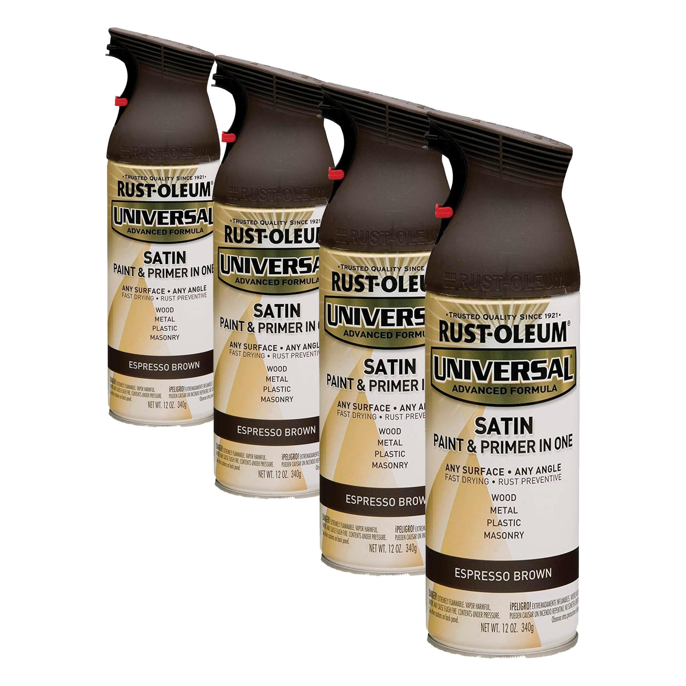 Rust-Oleum 247570 Universal All Surface Spray Paint, 12 oz, Satin Espresso Brown (Pack of 4)
