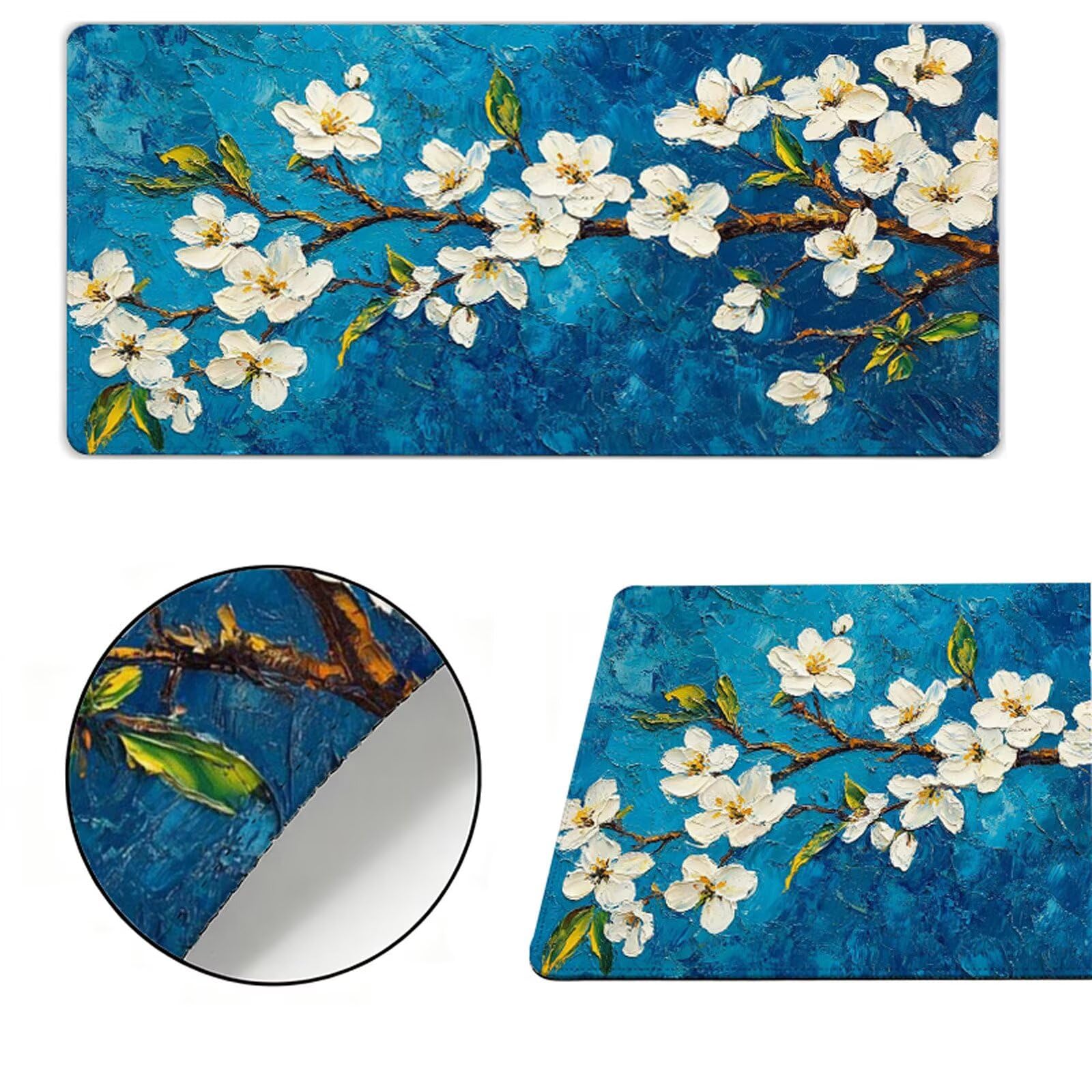 Podkładka pod mysz XXL 1200x600x3mm podkładka pod mysz niebieska podkładka pod mysz biała poprawia precyzję i szybkość, antypoślizgowe wodoodporne, szyte krawędzie, akcesoria do gier, komputer