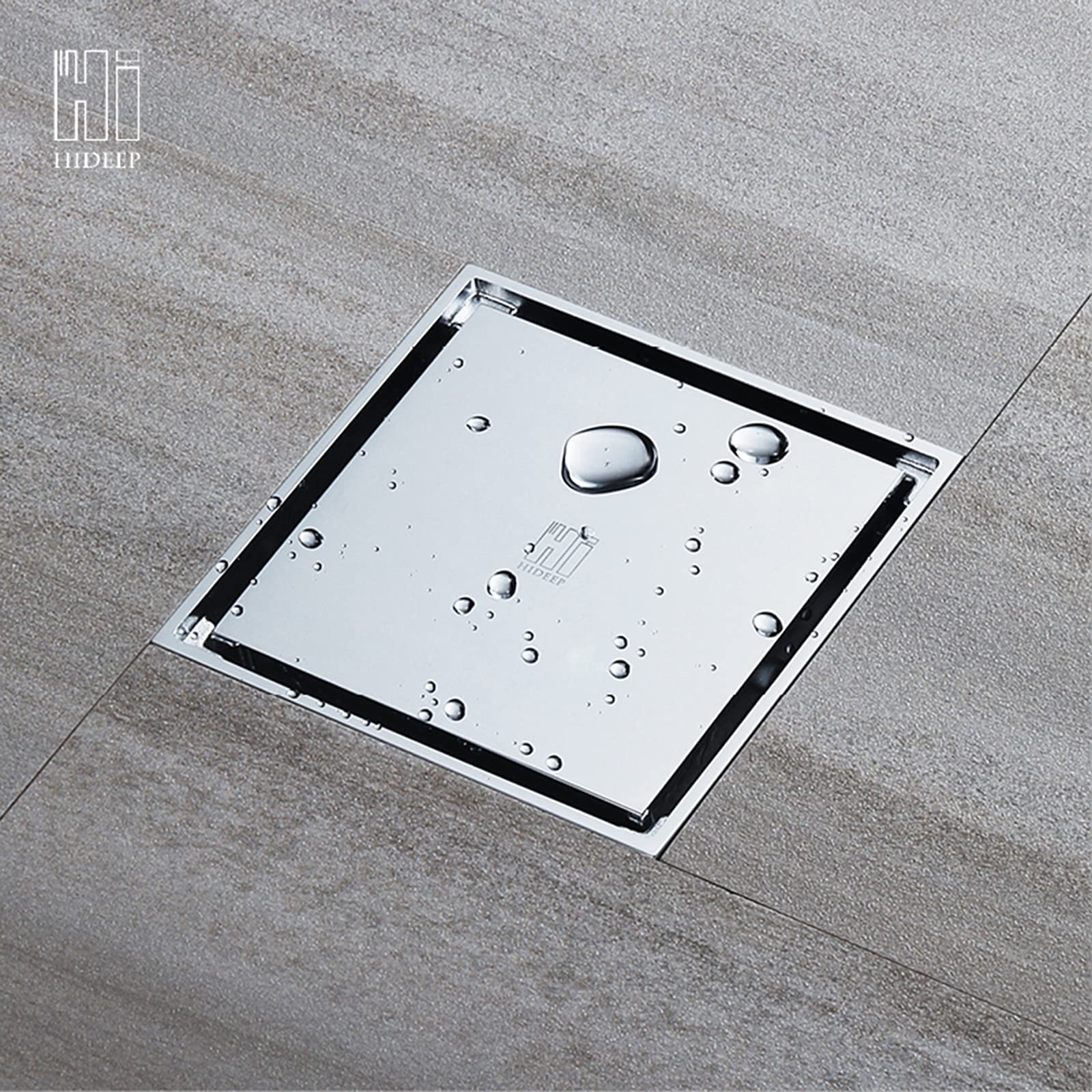 Sumidero cuadrado inoxidable, Desagüe de ducha invisible cuadrado de 100 x 100 mm con insertos de baldosas extraíbles en la cubierta de la rejilla, desagüe de piso de latón cepillado(Chrome Plated)