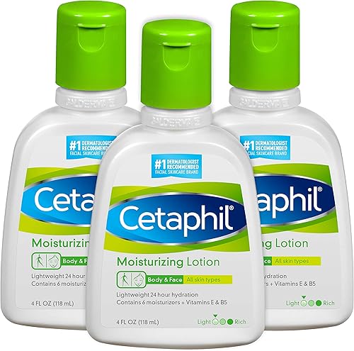 Cetaphil Moisturizing Lotion, 4 fl oz (Pack of 3), Hydrating Moisturizer For All Skin Types, Instant Hydration lasting up to 24 Hours, Non-Greasy, No Added Fragrance for Sensitive Skin