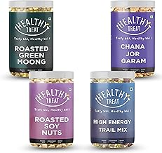 Healthy Treat Diabetic Friendly Healthy Snacks Pack | Roasted Soyabean, Roasted Chana Jor, Roasted Green Moong, Roasted High Energy Trail mix | Roasted Healthy Snacks Pack