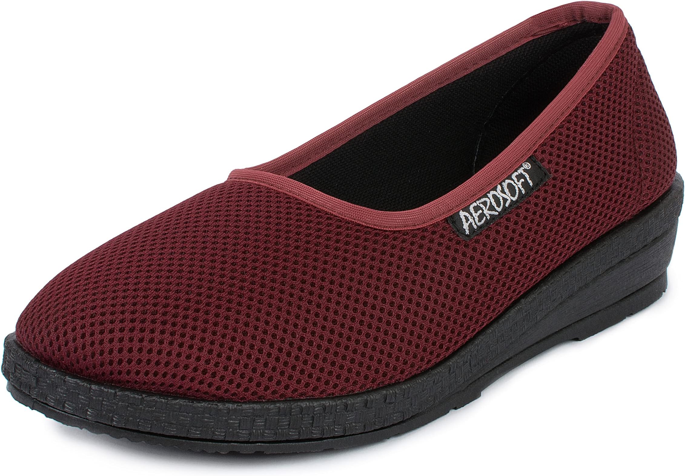 AerosoftAerosoft Women's Stretch Ballerina G-H Wide Pressure-Free, Suitable for Sensitive Feet, Hallux Valgus, Inner Material: Dermatest Very Good, bordeaux, 8.5 UK
