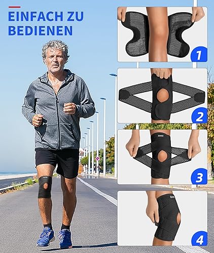 Miniatura 6 de ZEAMO - Rodillera con estabilizadores laterales y almohadillas de gel para rótula para desgarro de menisco, rodillera de rótula para dolor de