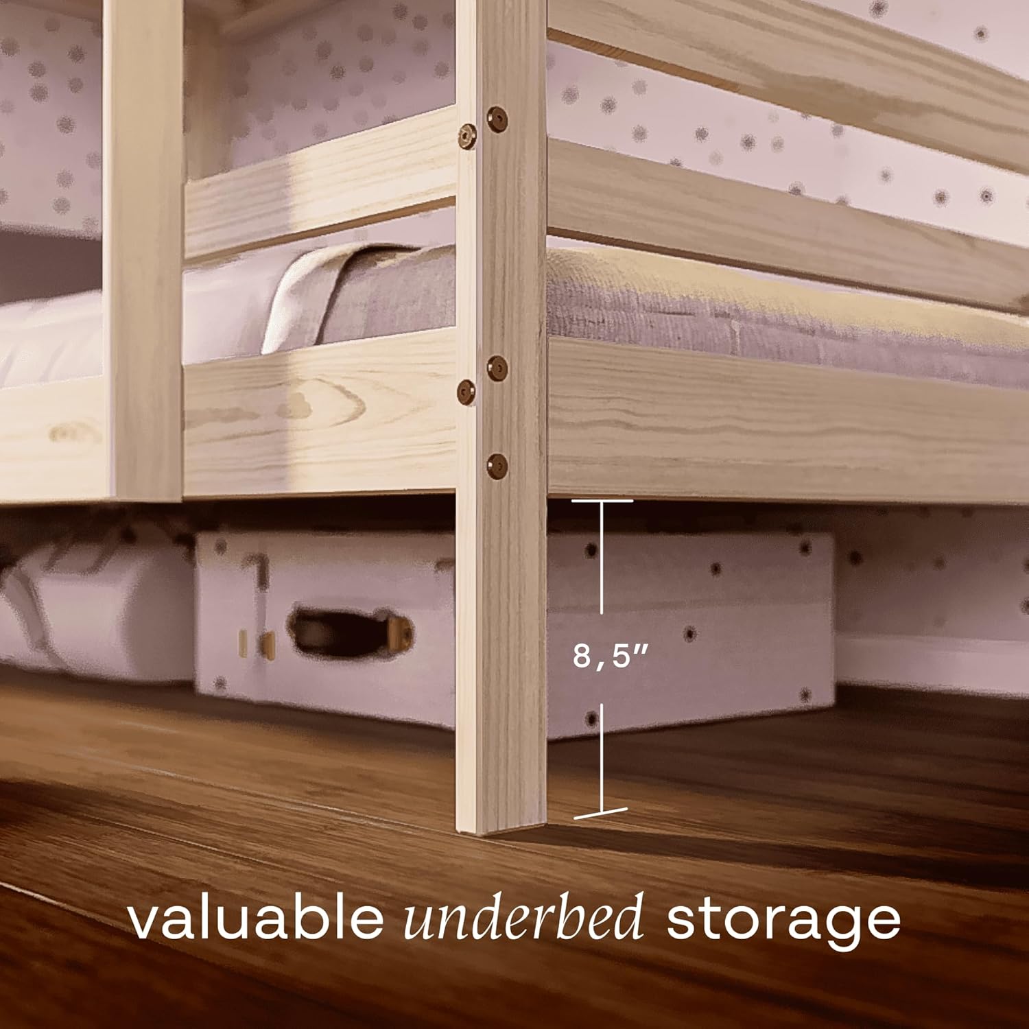 From the Tree Furniture Solid Wood Bunk Bed with Ladder & Safety Rails – Heavy-Duty Kids & Teen Bunk Frame for Bedroom or Guest Room