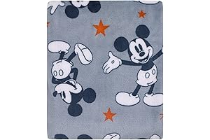 Disney Mickey Mouse Toddler Boy Gray, Navy, White and Red Stars Super Soft Baby Blanket
