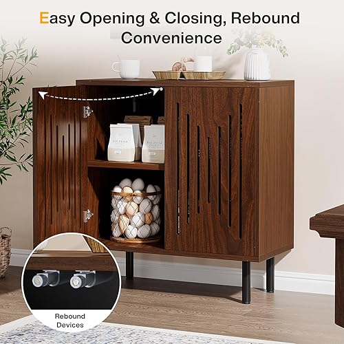 Miniatura 7 de Tribesigns Juego de 2 aparadores de buffet con almacenamiento, armario de buffet de 59 pulgadas con estantes ajustables, armario de almacenamiento