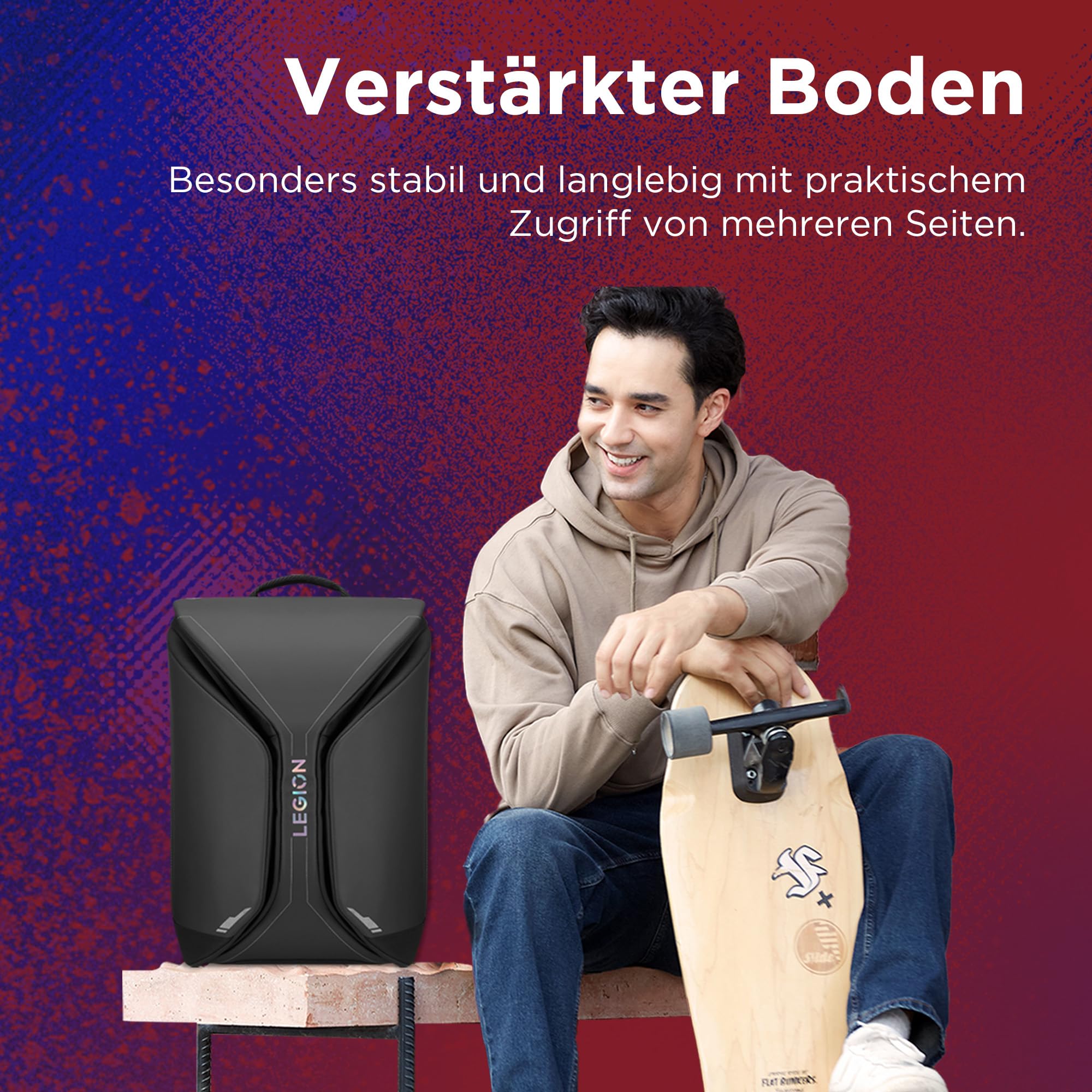 Lenovo Legion 16"Hartschalen-Gaming-Notebookrucksack GB900, verstärkte Laptoptasche, wasserfestes Material, stoßfeste Polsterung und bequeme Schultergurte – Schwarz