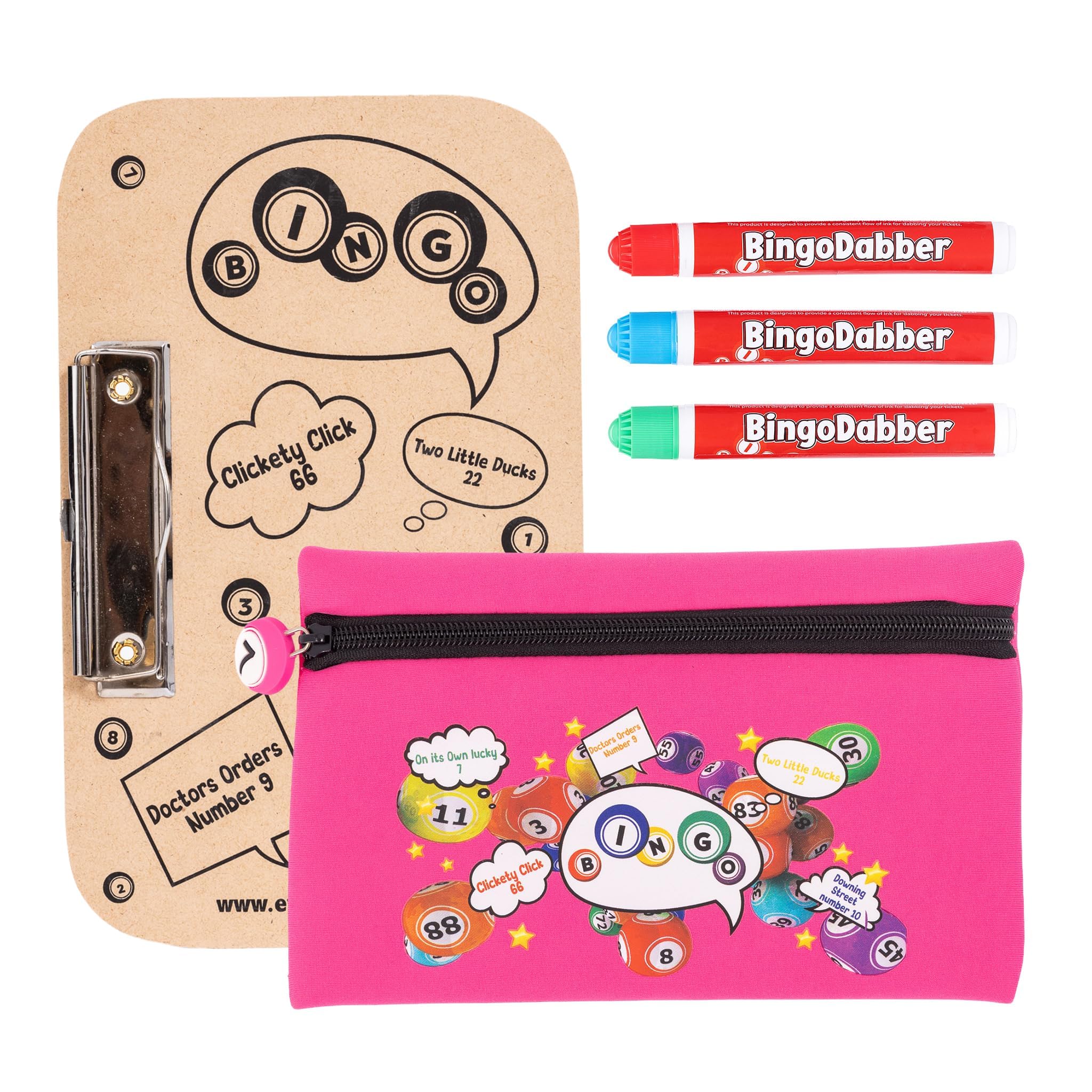 evelay Bingo Dabber Case Holder Gift Set, Cerise, 21.5cm x 14cm