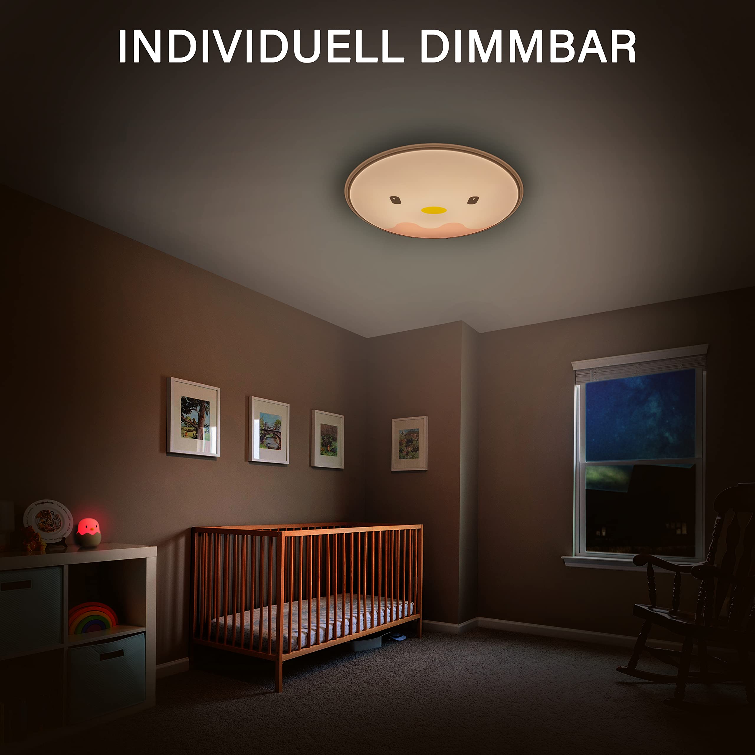 MegaLight Nachtlicht für die Decke im Kinderzimmer | mit Nachtlicht-Funktion | Kinderzimmer Deckenlampe Dimmbar | Deckenleuchten für Kinder inkl. Timer | Shining Eggy